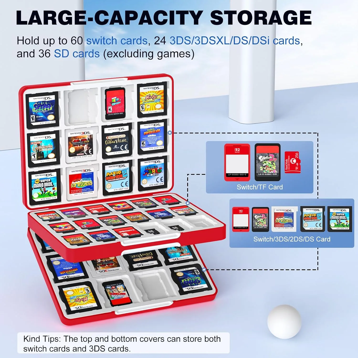 MoKo 60 Game Card Case Compatible with Nintendo Switch 2/OLED/3DS/3DSXL