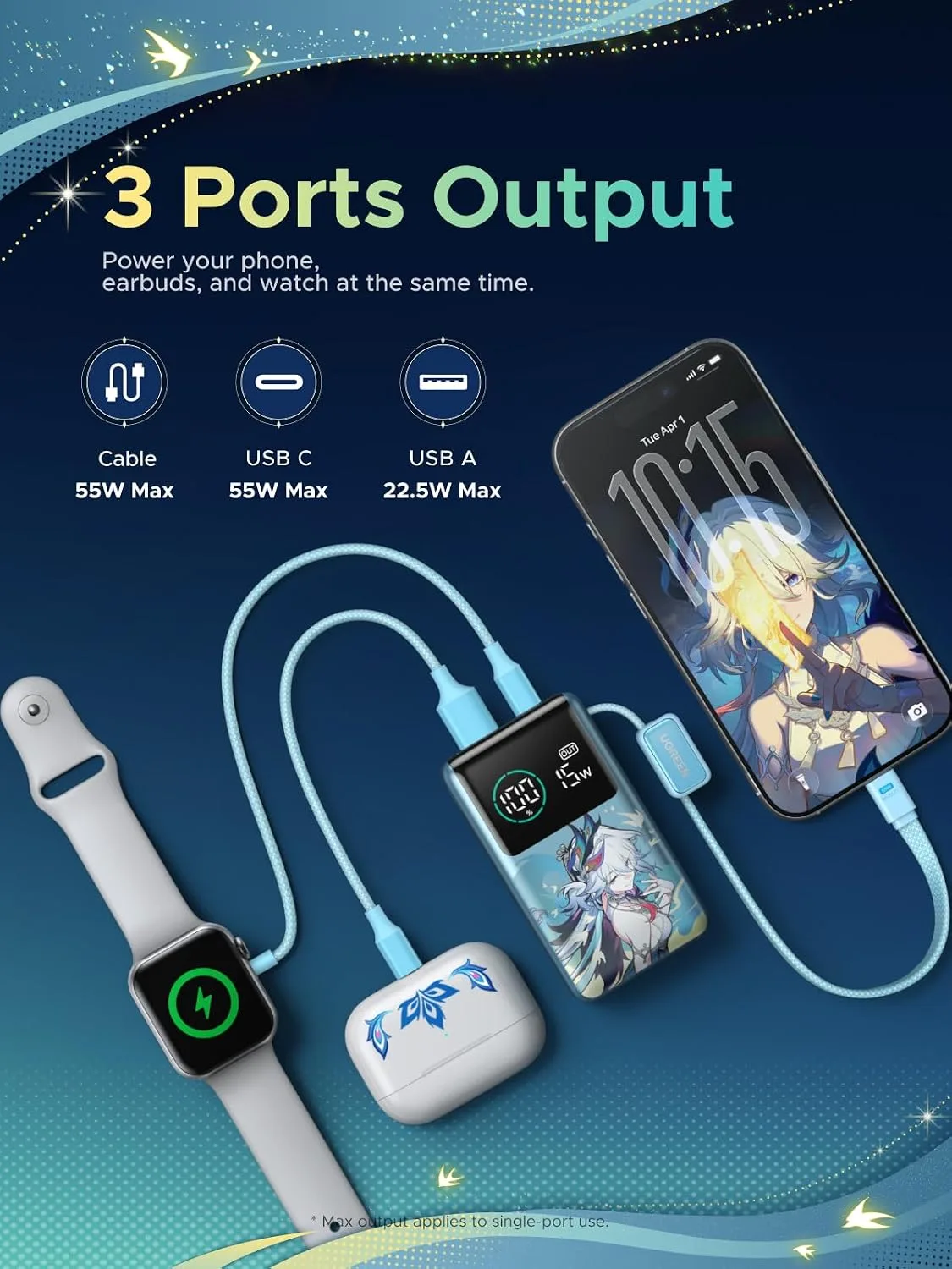 UGREEN x Honkai Star Rail 10000mAh 55W Built-in Cable Power Bank