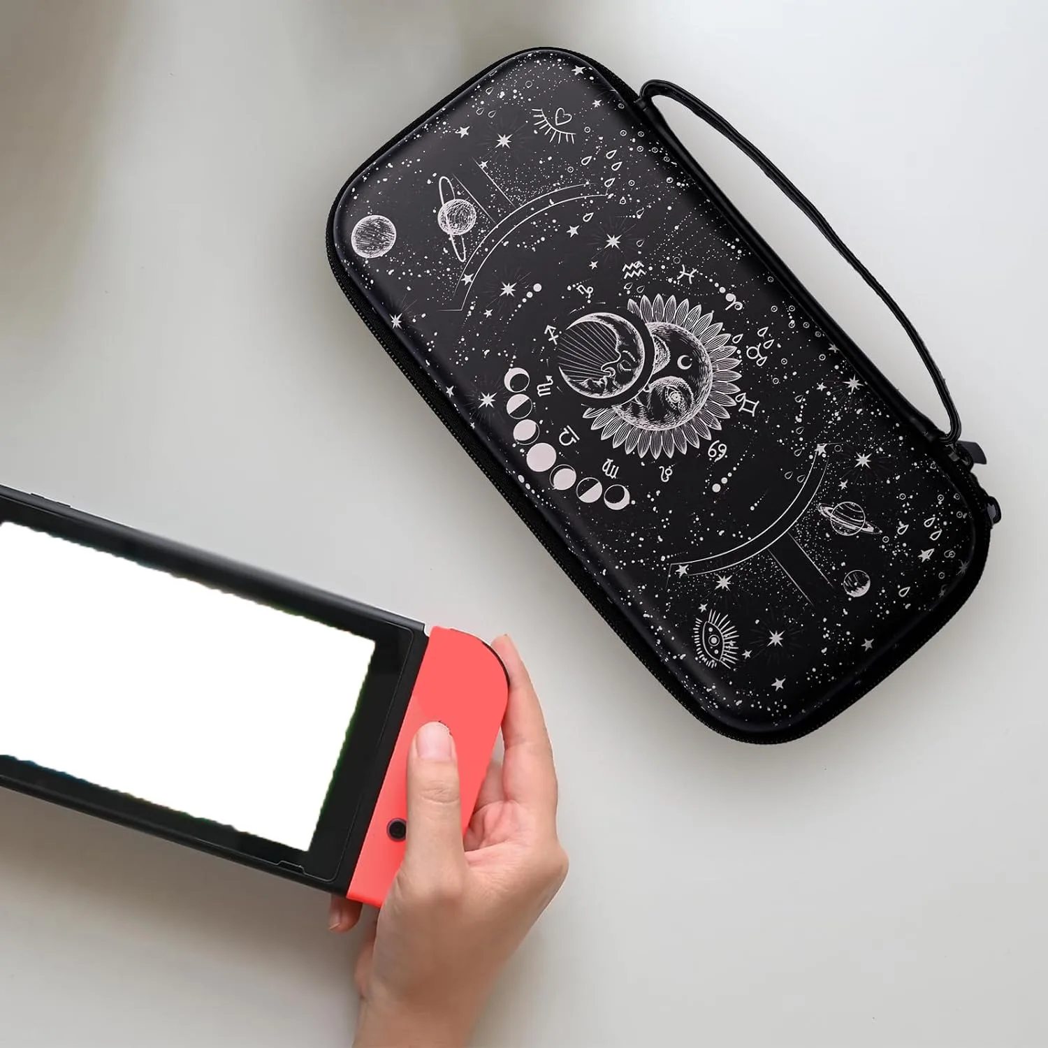 WtallasiSei Constellation Magic Moon Sun Carry Case Compatible With Nintendo Switch Lite And Switch Oled, Hard Portable Travel Storage Bag For Accessories Console