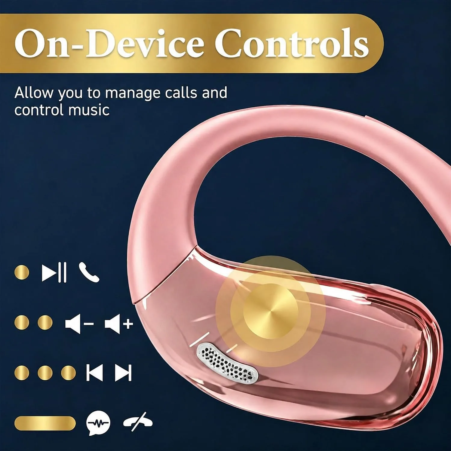 Open Ear Headphones, Wireless Headphones with Smart Digital Display & Mic