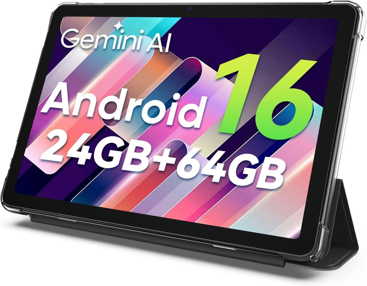 Android 16 Tablet, 10 Inch Tablet, Octa-Core, 24GB RAM 64GB ROM 2TB Expand, Tablets with Gemini AI, 6000mAh, WiFi, Widevine L1, GMS, BT 5.0, Dual Camera, Tablets with Case (Gray)