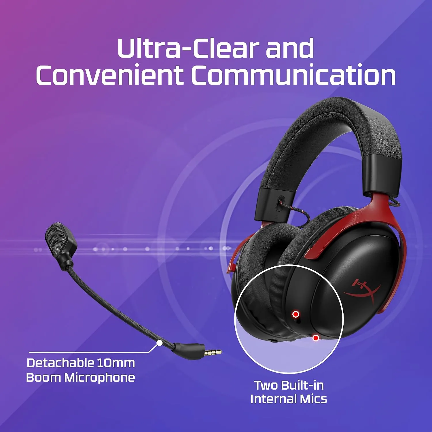 HyperX Cloud III S – Wireless Gaming Headset for PS5, PS4, Switch, PC, Mac, and Mobile, Up to 120-Hour (2.4GHz) / 200-Hour (Bluetooth) Battery, 53mm Angled Drivers, Detachable Mic – Black/Red