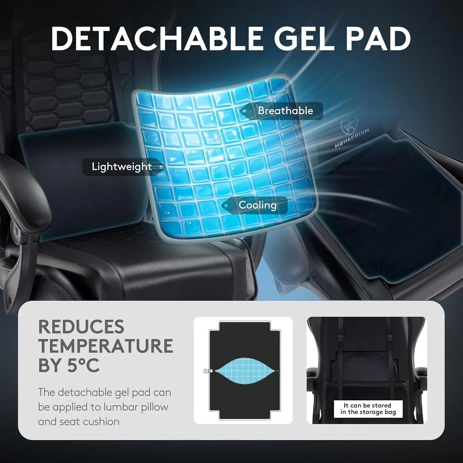Gaming Chair,Computer Office Chair with Massage,Gel Pad,Black