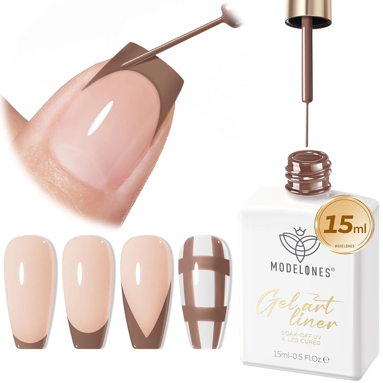 modelones Gray French Tip Nail Foil Transfer Glue Gel Polish