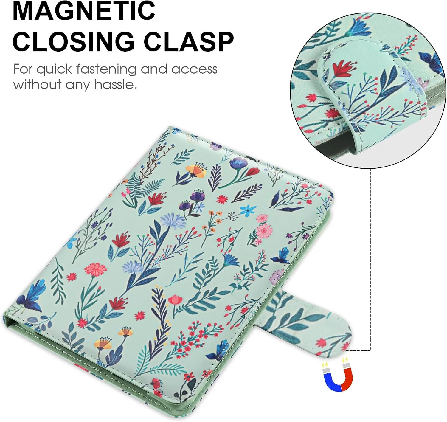 HoYiXi Universal Case for 6-inch Kindle eReader Compatible with Kobo/Voyaga/Pocketbook/Tolino E-Book Reader,6'' eReader Protective Cover with Built-in Card Slot,Flower