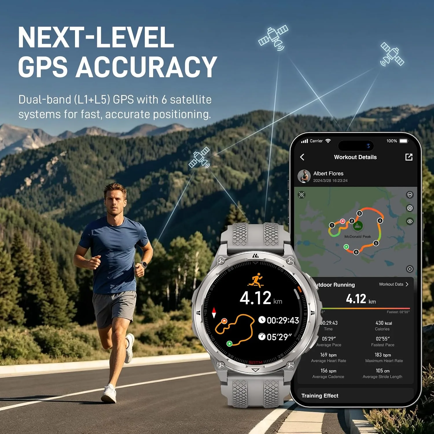 KOSPET ORB 2 Rugged Smart Watch, 5 ATM & IP69 Waterproof, Dual-Band GPS