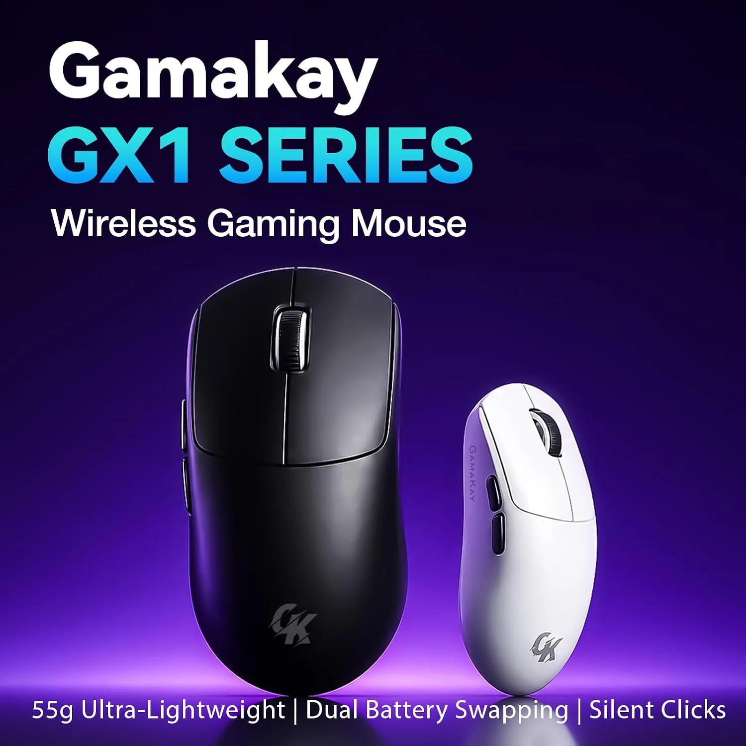 Gamakay GX1 Silent Wireless Gaming Mouse (Black, Silent Switch)
