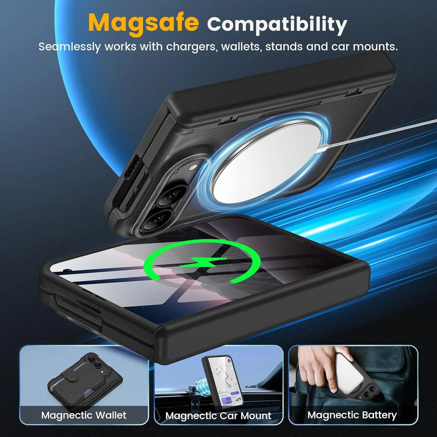 Magnetic for iPhone Duo Case with Hinge Protection, Fit for MagSafe