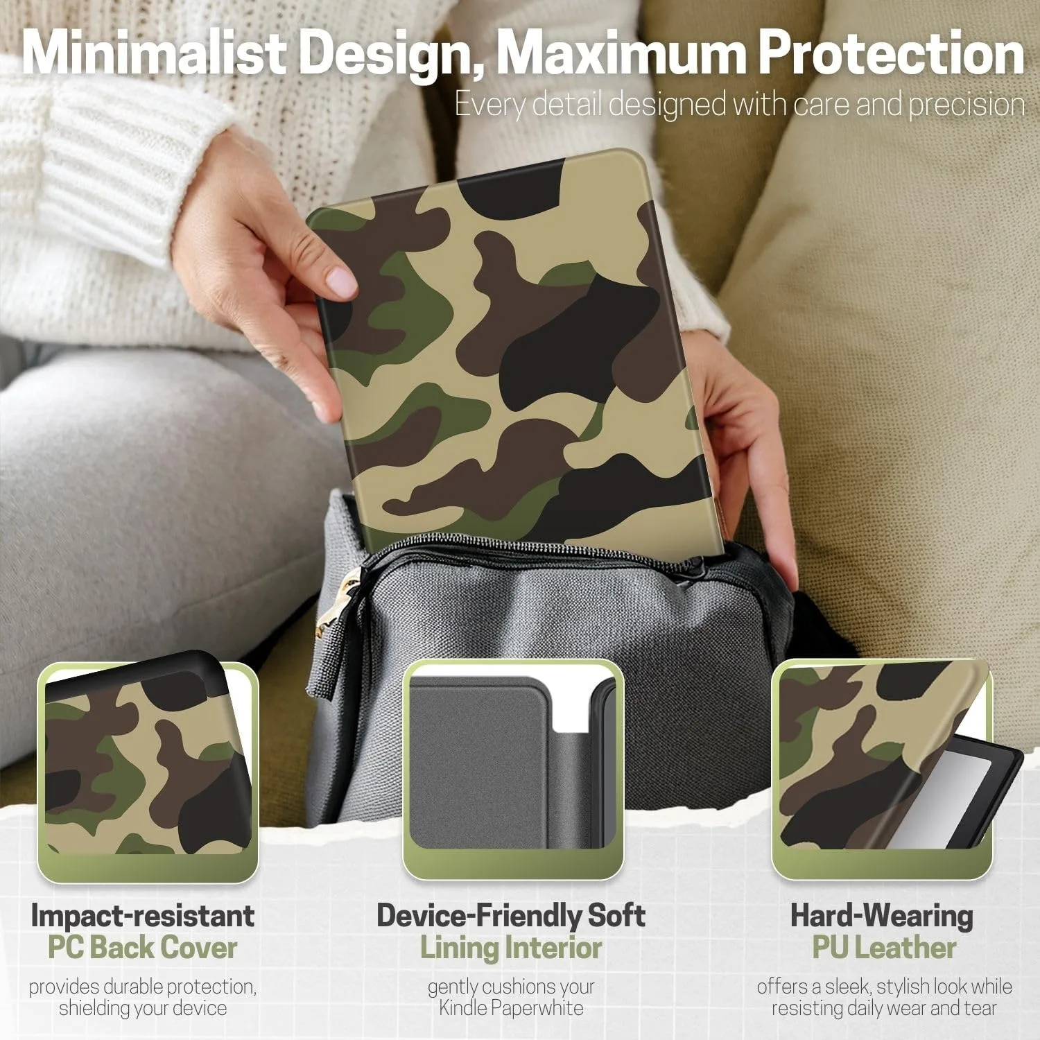 TNP Kindle Paperwhite 12th Gen Case Colorsoft 7-Inch Cover Camouflage Brown