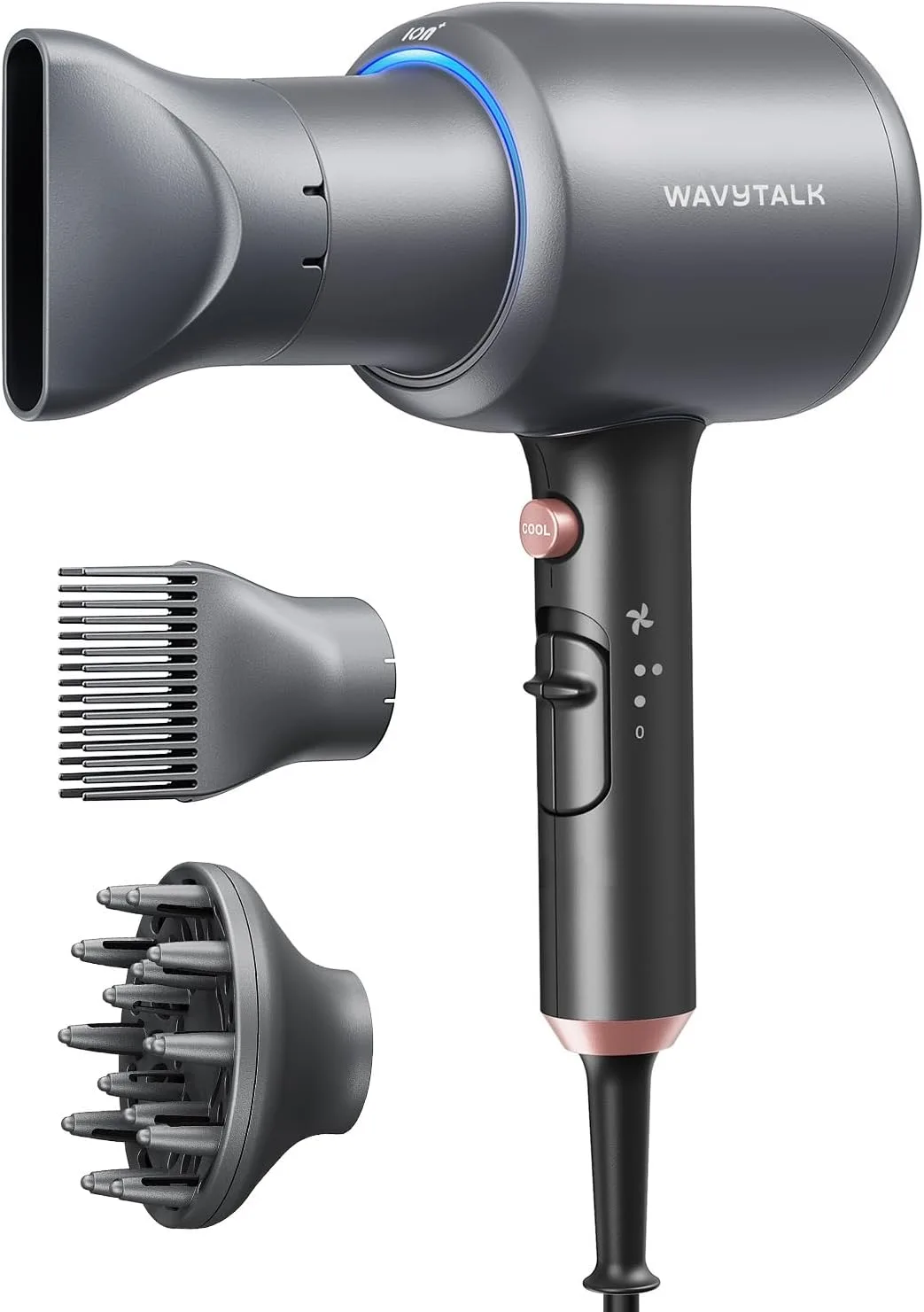 Wavytalk Blown Away Ionic Hair Dryer with Diffuser for Curly Hair