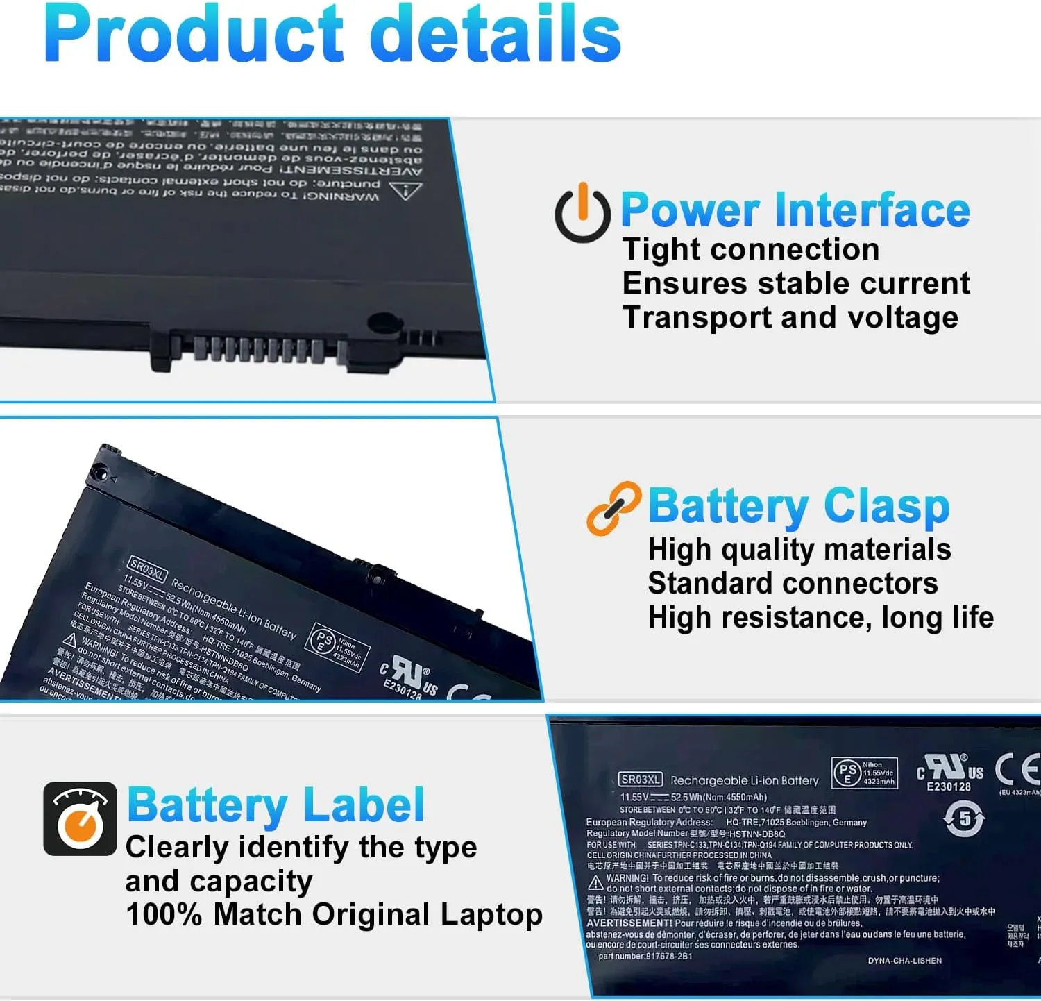 52.5Wh SR03XL SR04XL L08855-855 Battery Replacement for Hp Pavilion 15-CX 15-cx0xxx 15-cx0058wm 15-cx0056wm Envy X360 15-CN 15-CP 17-BW 15-cx0xxx Series SR03052XL L08934-2C1 L08934-1B1