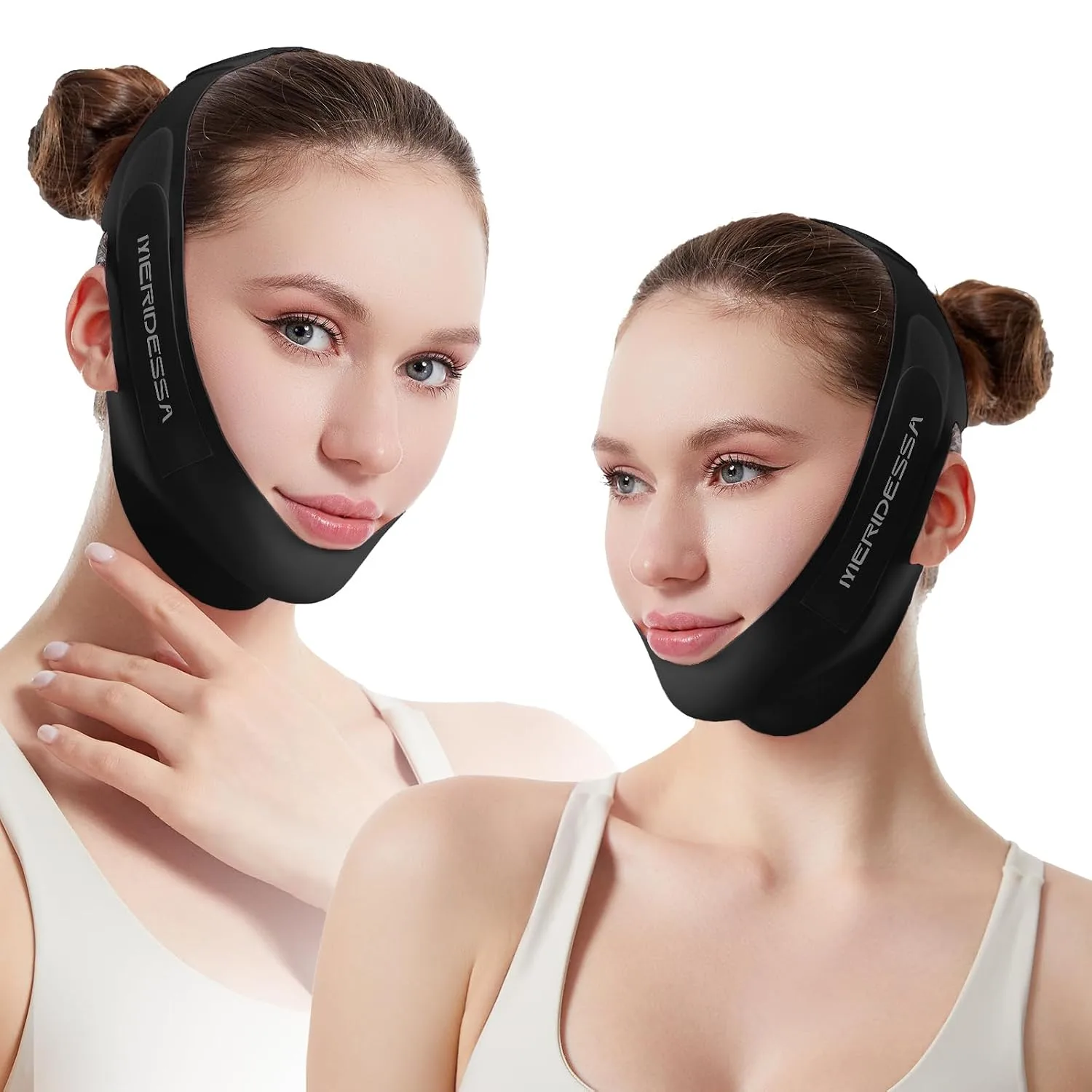 V-Lift Pro V-Line Lifting Face Mask - Anti-Wrinkle & Face Contouring Wearable Band, Double Chin Reducer for Sculpted Jawline, Seamless Design with Breathable Fabric (Black)