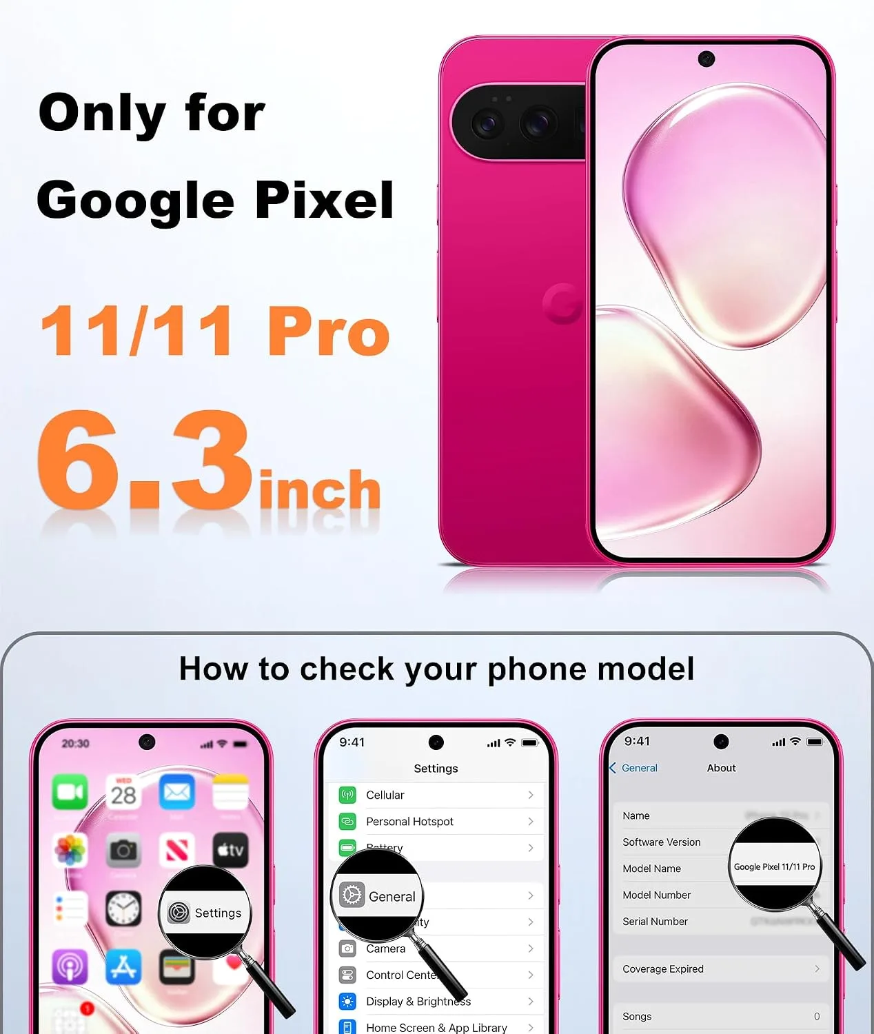 FNTCASE for Google Piexl 11 / 11 Pro Case Fit for MagSafe Hot Pink