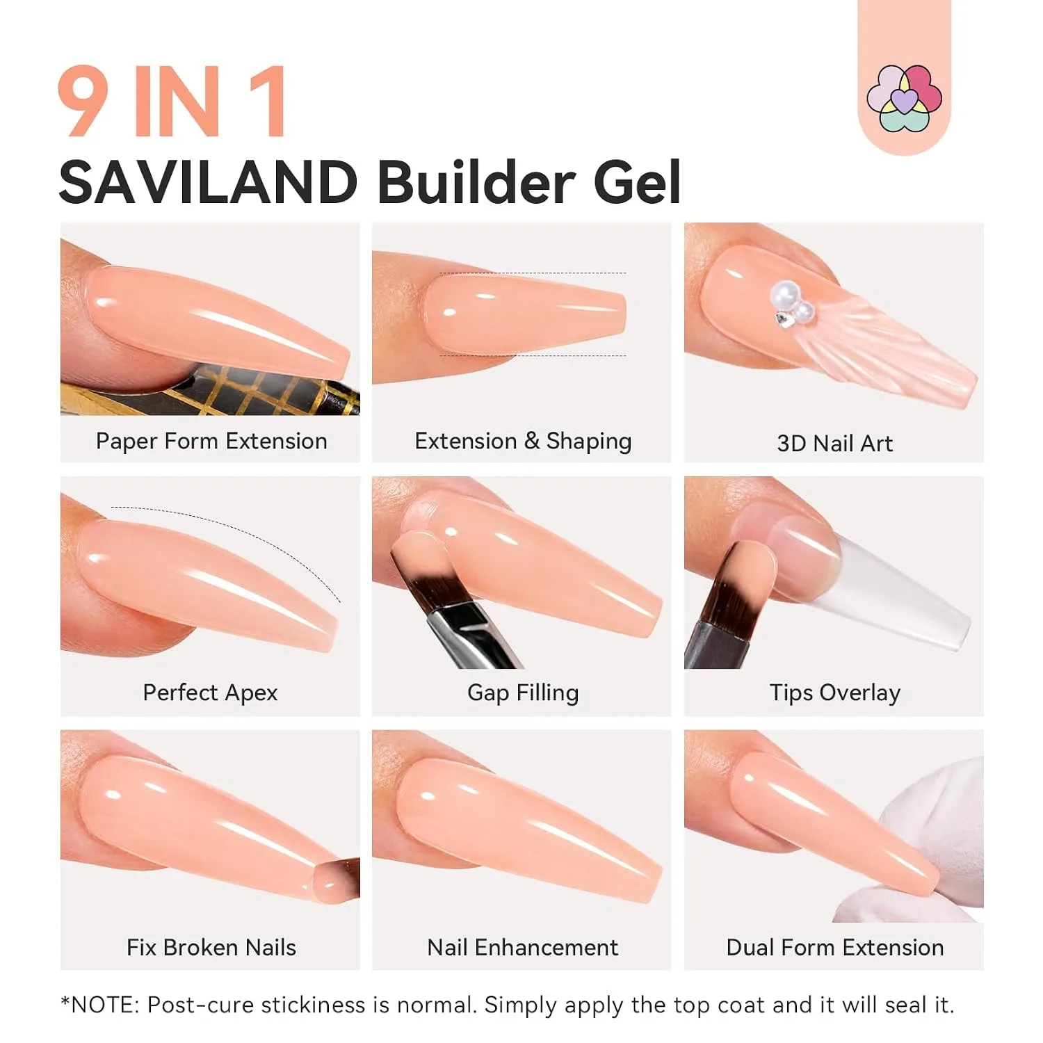 SAVILAND Builder Nail Gel Nude 3.5 oz for Nail Extensions & Manicure Art