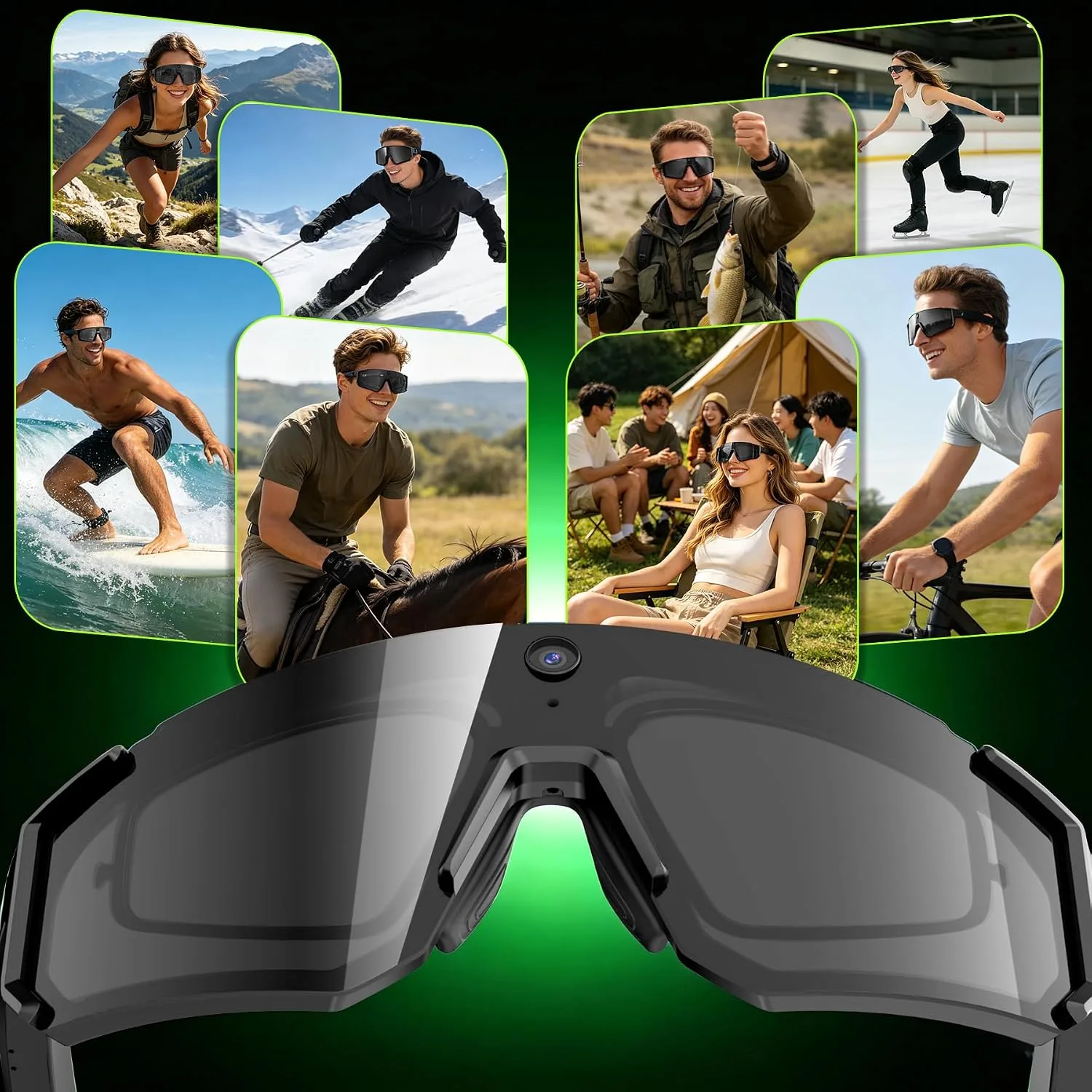 AI Smart Sports Sunglasses – 8MP EIS Camera | Real-Time Translation | Voice Control + ChatGPT | Bluetooth Calling | UV400 Polarized Lenses | IP55 Waterproof – Ideal for Cycling & Outdoor Adventures