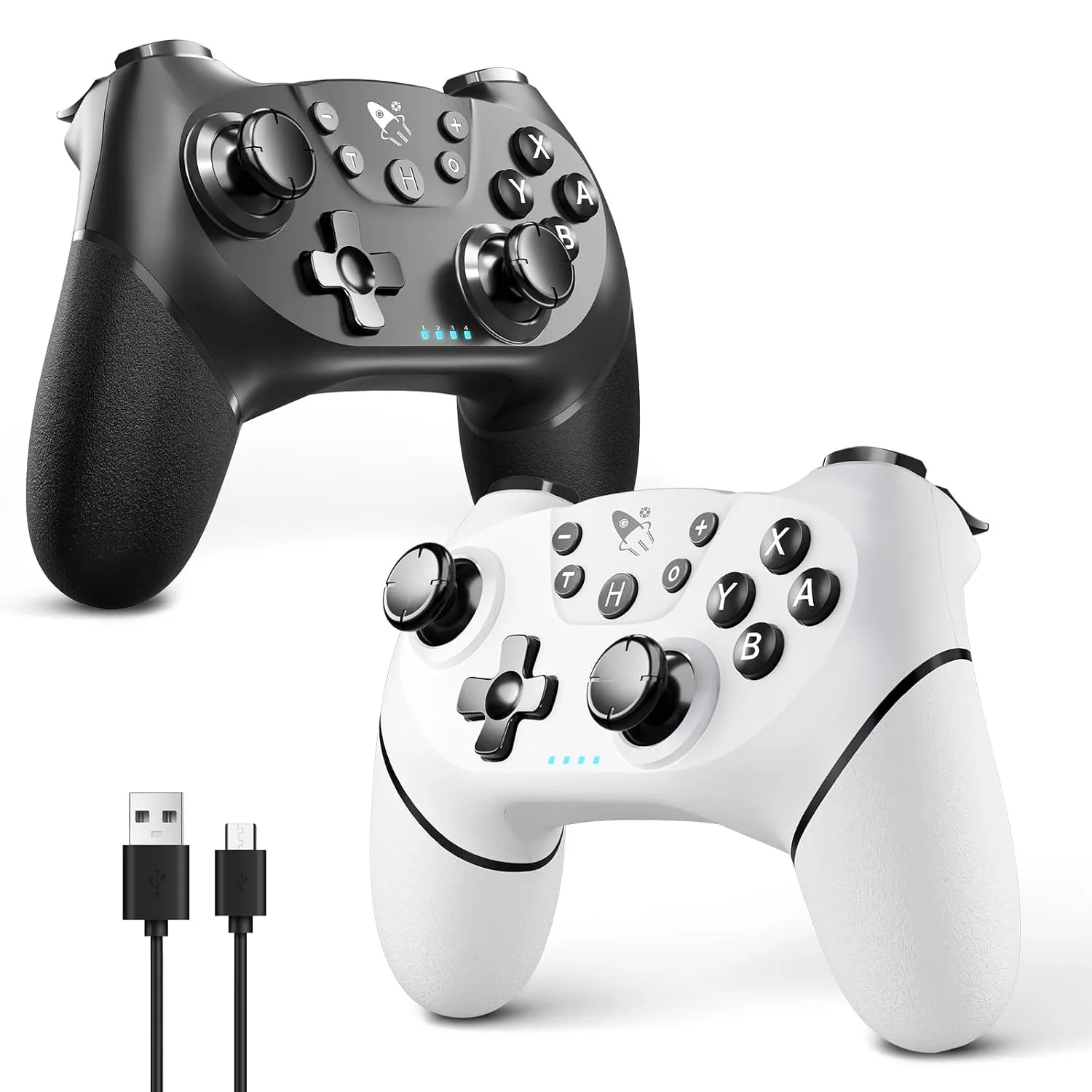 AceGamer Wireless Pro Controller for Nintendo Switch/Lite/OLED/Switch 2/PC, 2 pack, Hall Effect Joystick for Switch 2 Pro Controller with Wake-Up/Dual Vibration/Turbo/Ergonomic ! (Black&White)