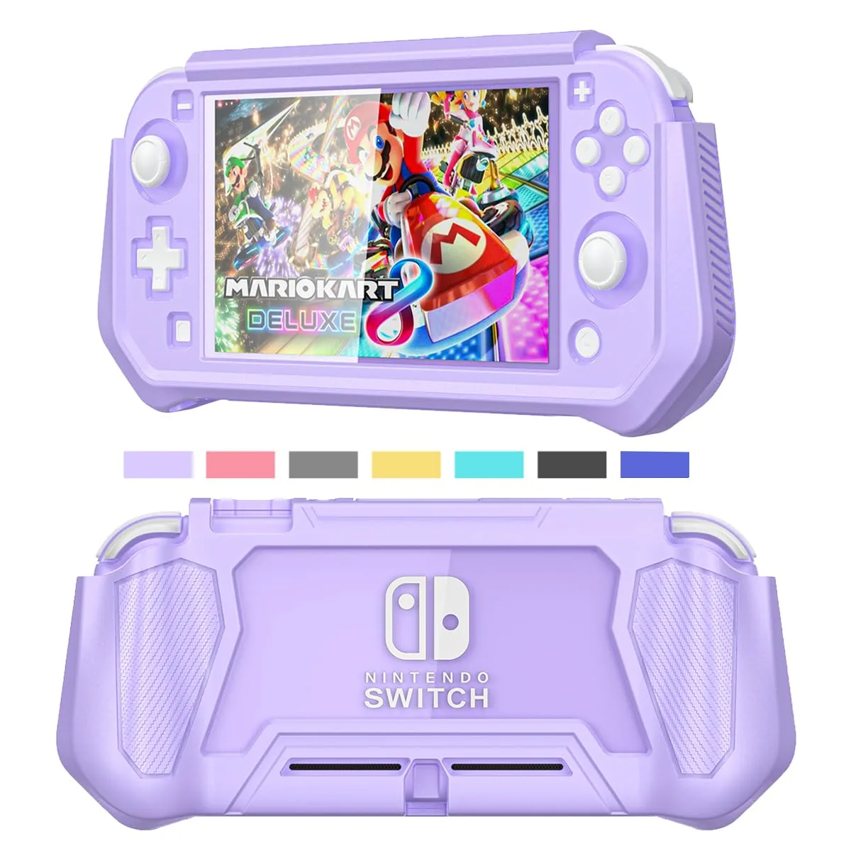 Compatible with Nintendo Switch Lite Screen Protector Case Cover with Hand Grip, Detachable Protective Case with Shockproof and Anti-Scratch Design for Nintendo Switch Lite, Purple