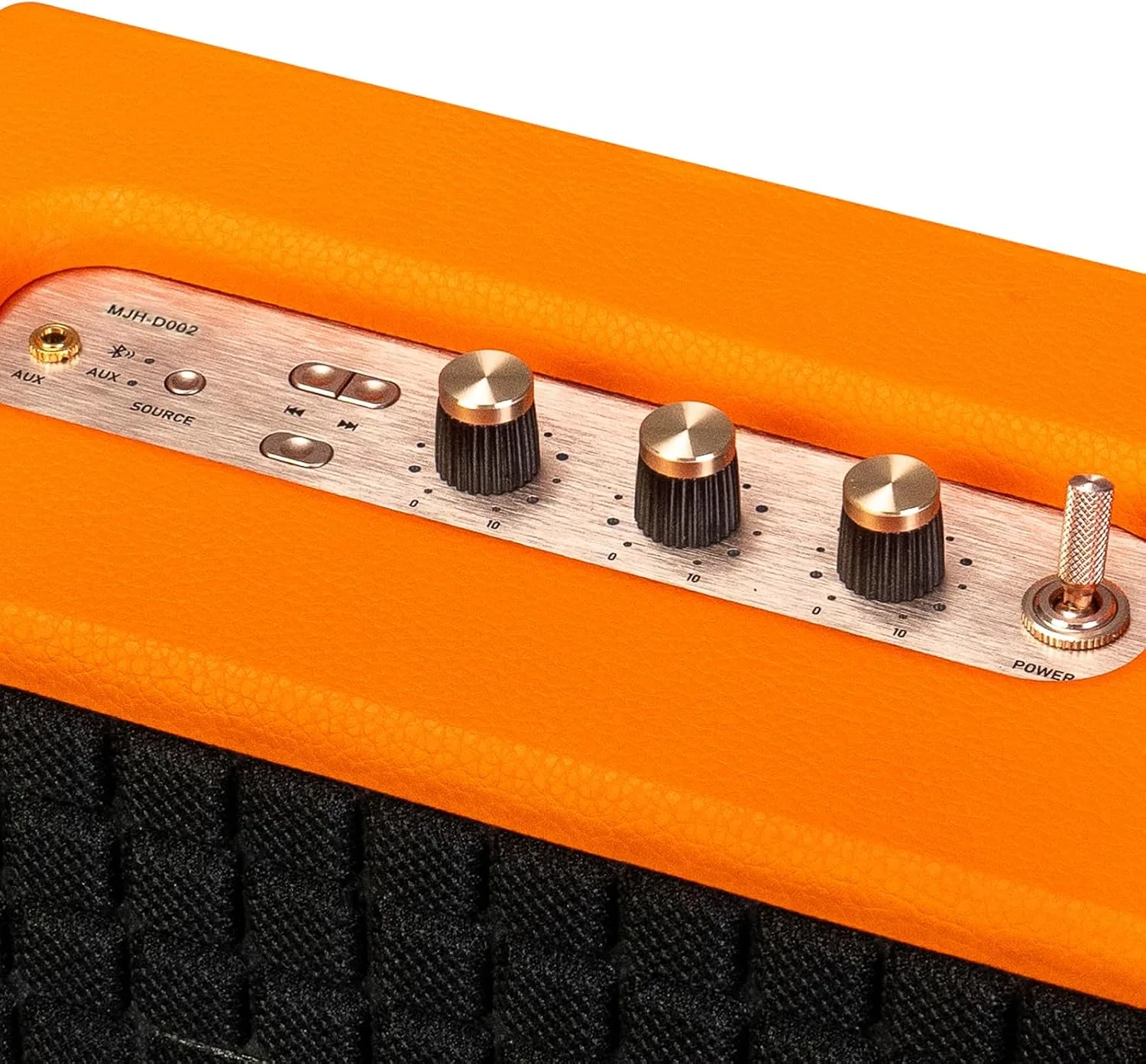 120W Peak Vintage Wood Bluetooth 5.4 Speaker, TWS Stereo (Orange) | Retro style 5.35" woofer with adjustable bass & treble control, deep rich sound, fits home, office, party and outdoor use.
