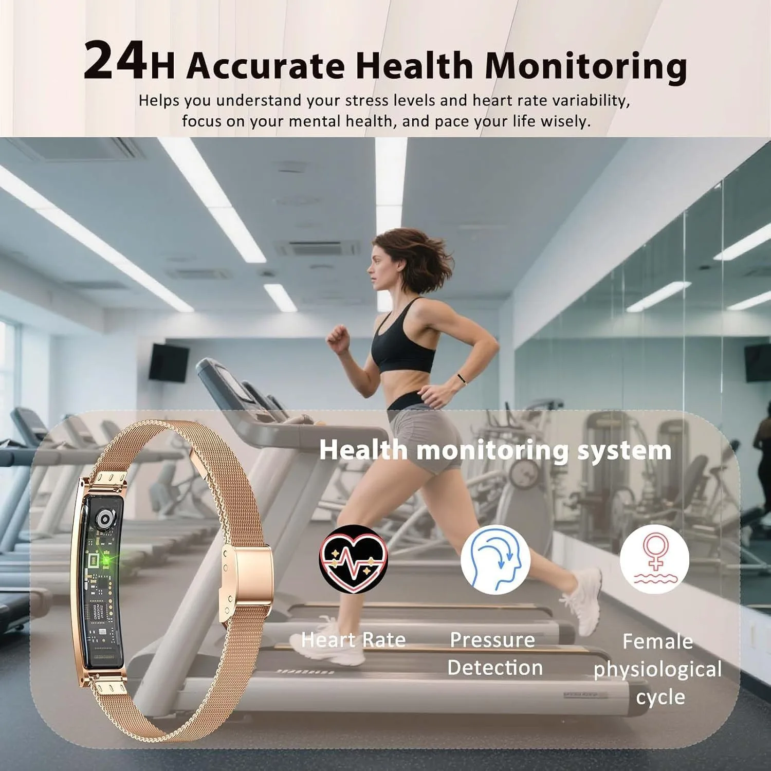 Fitness Health/Calorie Tracker with 2 Bands, Sleep Detection Bracelet