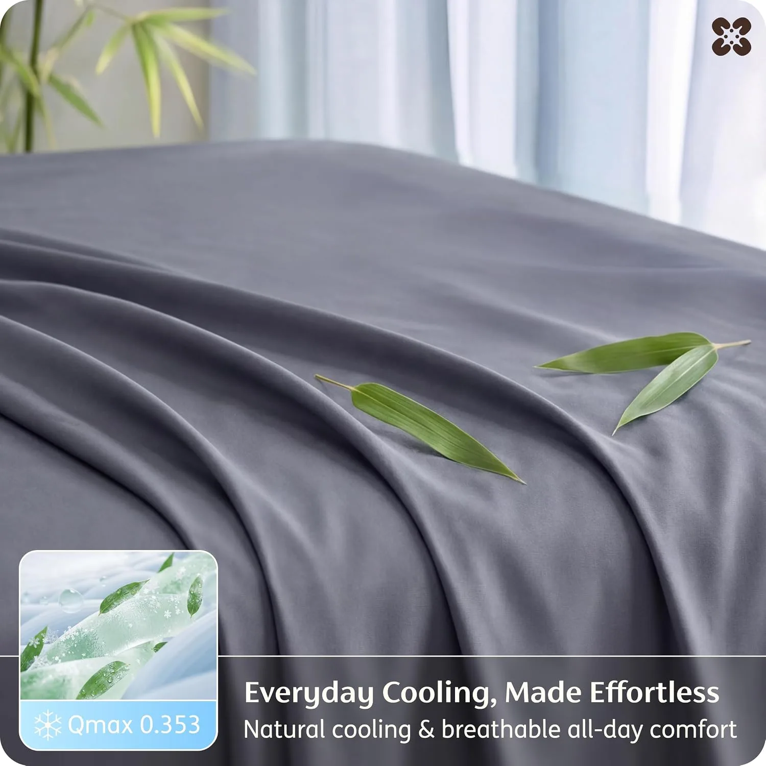 Bedsure King Size Sheets Set, Cooling Sheets for Hot Sleepers, Rayon Derived from Bamboo, PureWoven, Breathable & Soft, Deep Pocket Up to 16 Inches, Hotel Luxury Silky Bedding, Dark Grey (Pack of 2)