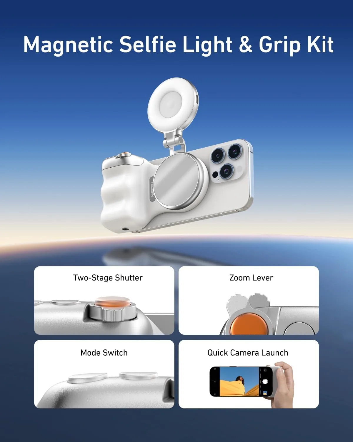 TELESIN Magnetic Phone Camera Grip & C03 Magnetic Selfie Light Creator Kit