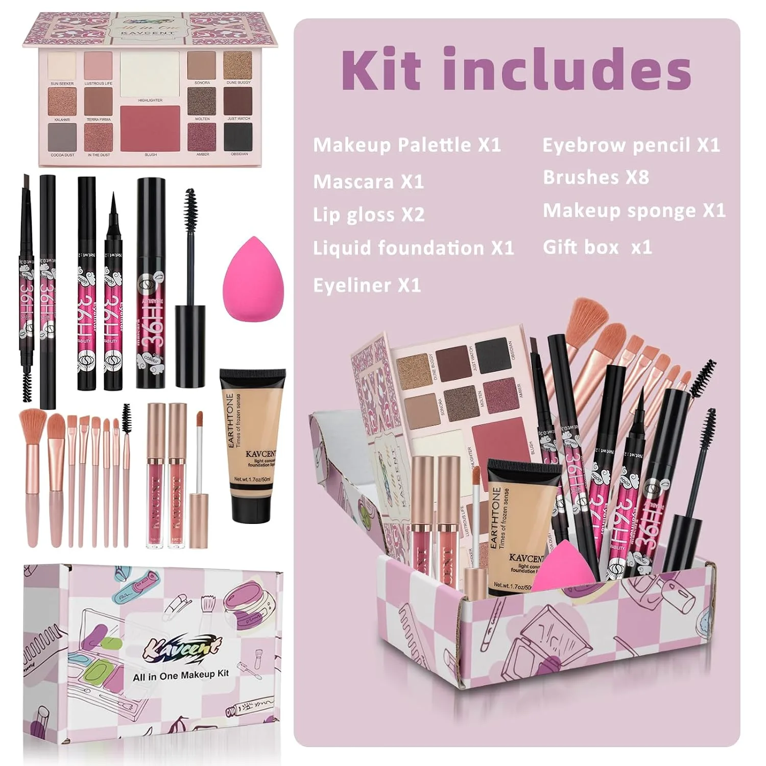 Makeup Kit for Women Teen Girls Full Kit Makeup Set for Teens Eyeshadow Makeup Gift Set fo Women Teenagers Christmas Makeup Kits for Teens