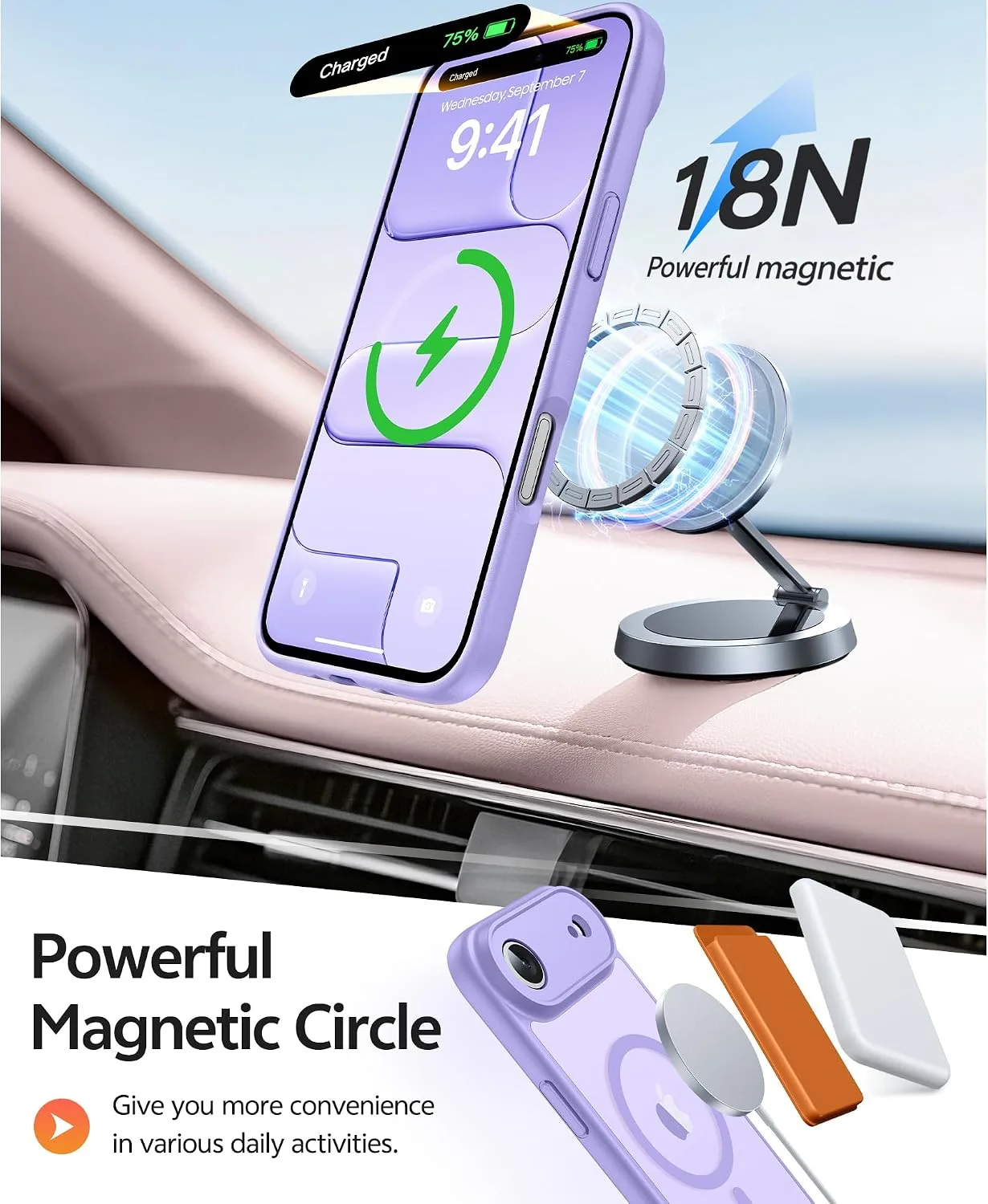 FNTCASE for iPhone Air Case, Fit for Magsafe, Light Purple