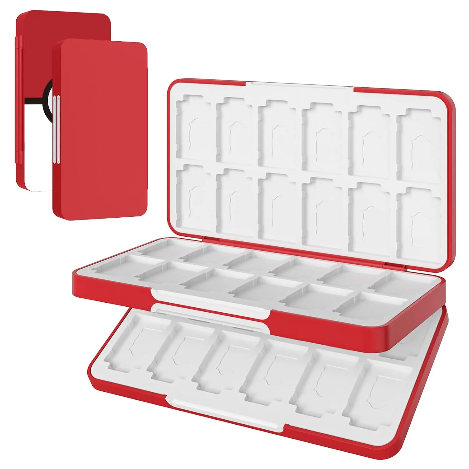 Estuche para 48 tarjetas de juego MoKo compatible con Nintendo Switch 2/Switch OLED/Lite rojo