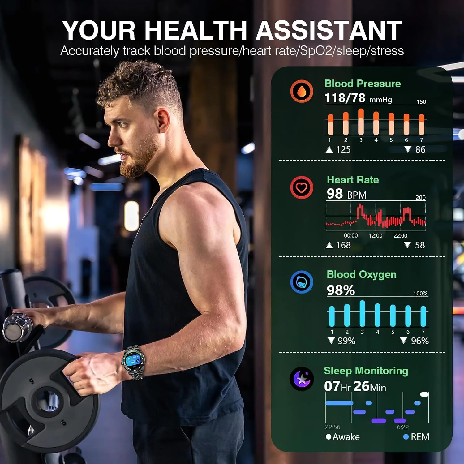 Smart Watch for Men, Answer/Make Call, Fitness Tracker, Waterproof, 44mm