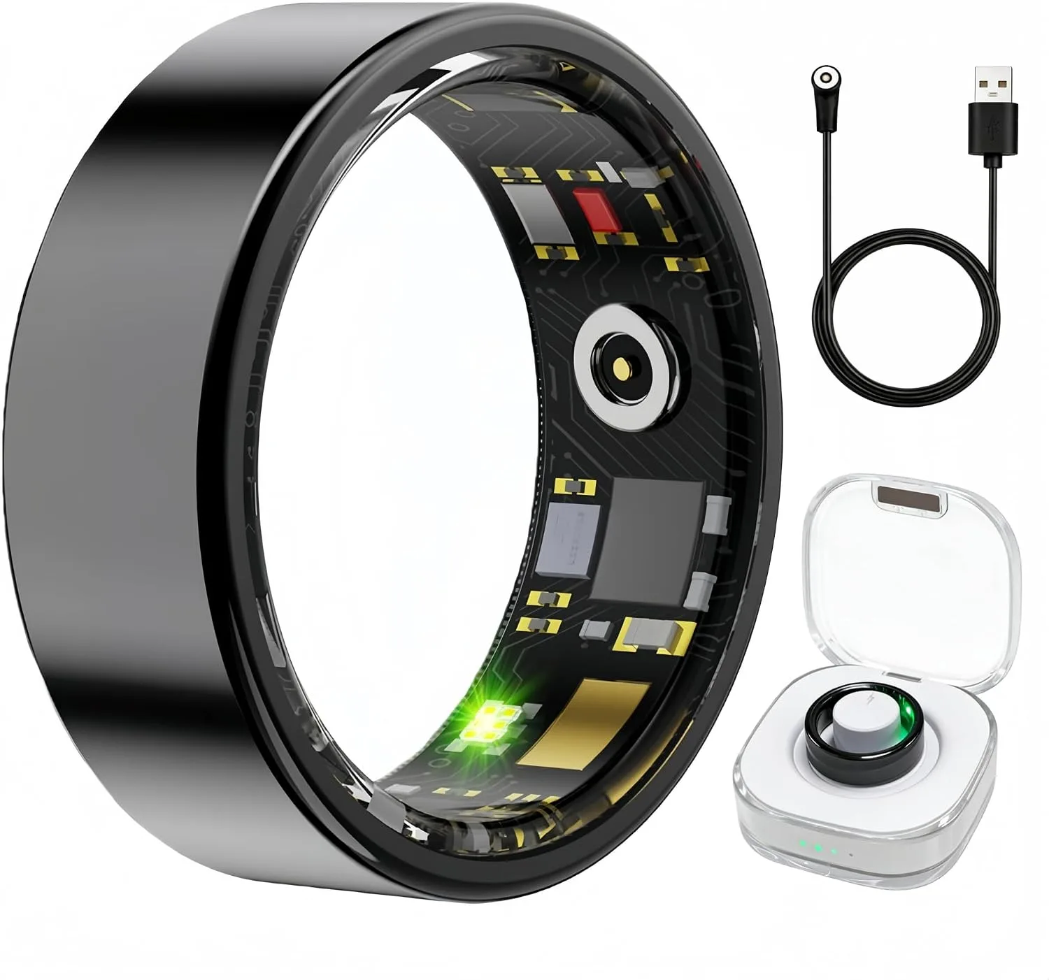 Smart Ring Health & Fitness Tracker for Men & Women (Black, 11)