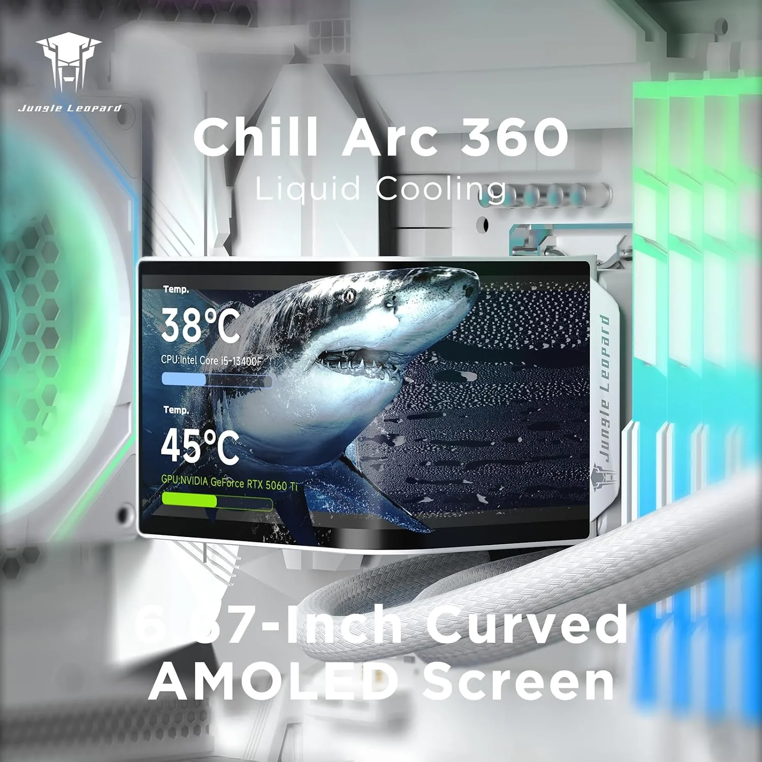 Chill Arc 360mm AIO CPU Cooler, 6.67" 2K AMOLED Screen-WH