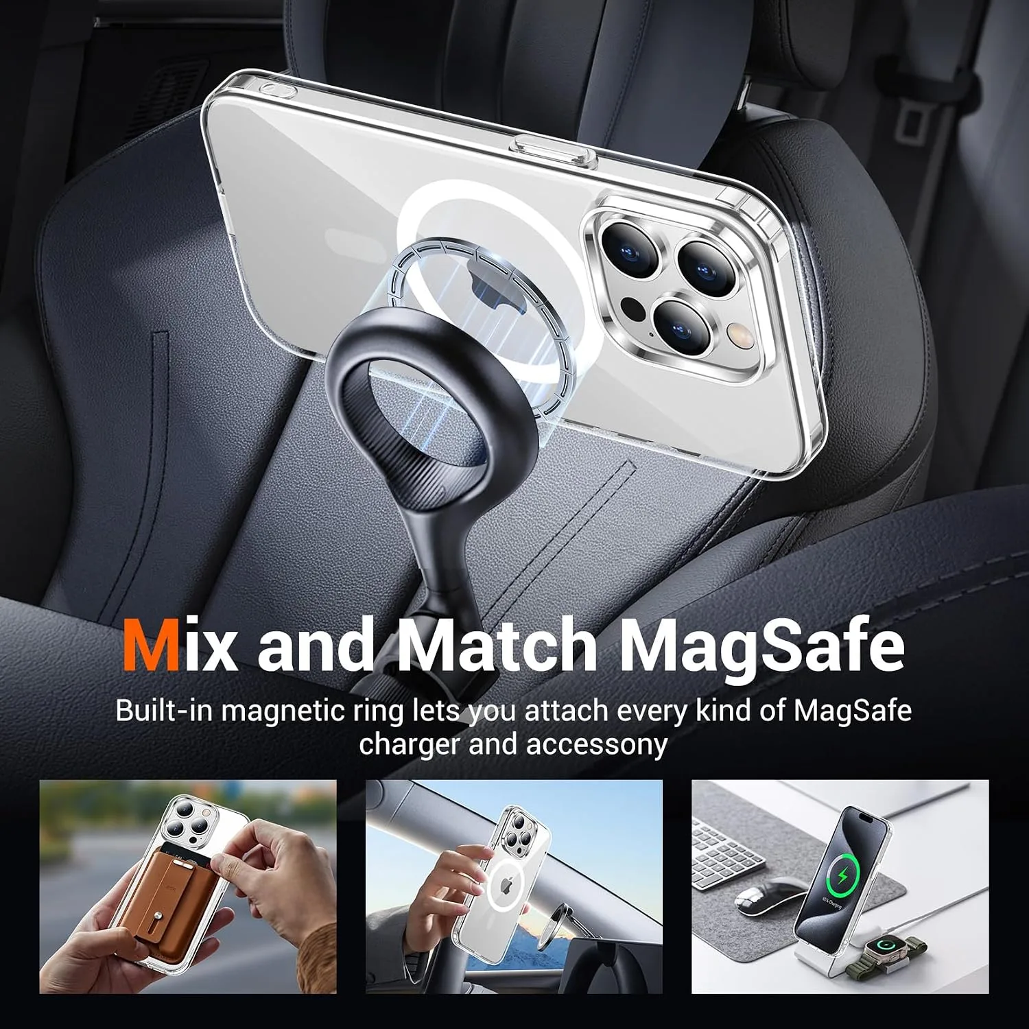 Temdan for iPhone 15 Pro Max Case with Screen Protector Clear