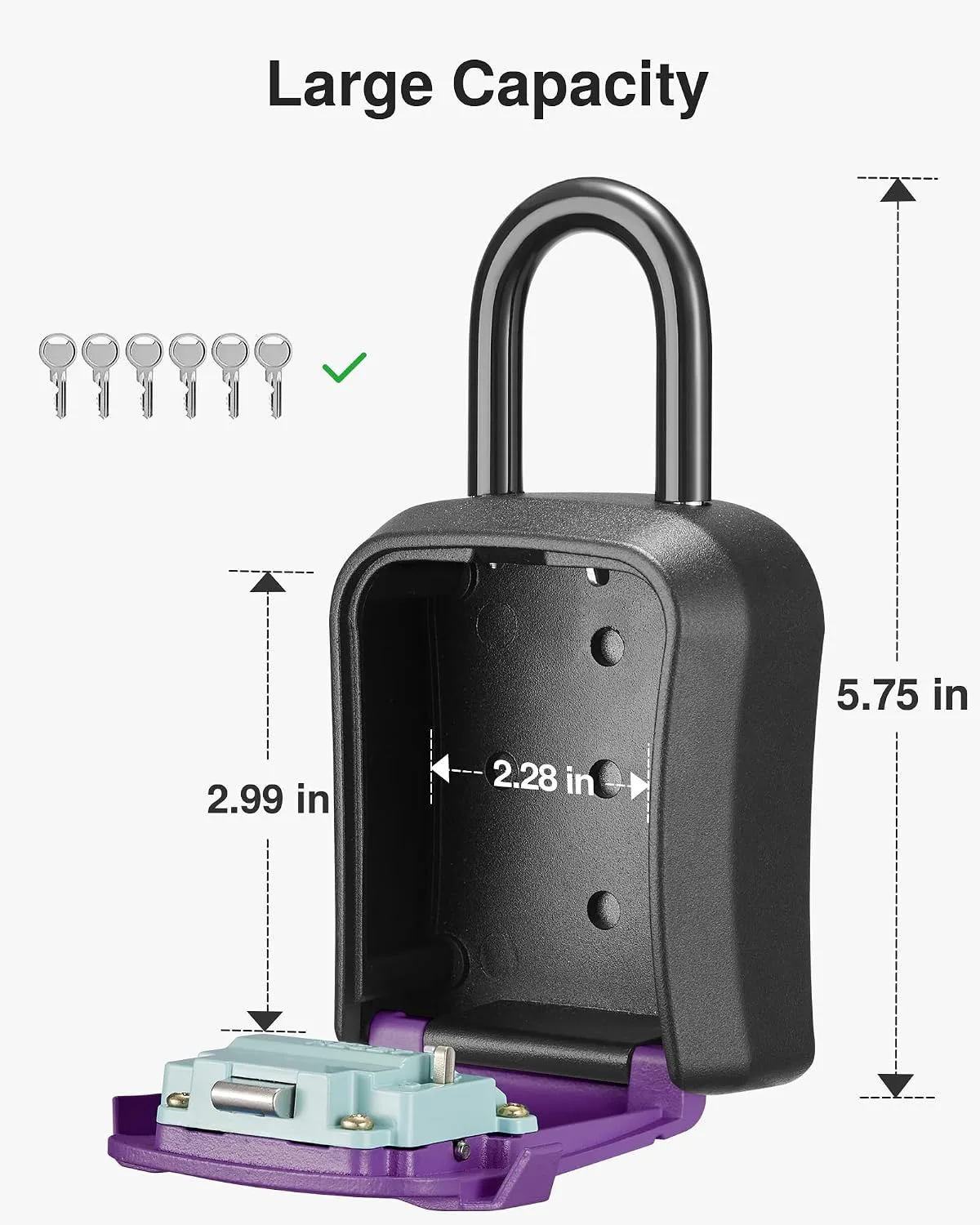 Puroma Key Lock Box for House Keys Combination Lockbox with Code, 1 Purple