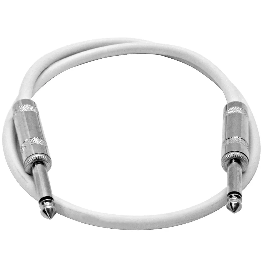 Seismic Audio - SASTSX-2White-6PK - 6 Pack of 2 Foot White 1/4 Inch TS Patch Cables - 2' Professional Audio Unbalanced 1/4" Patch Cords
