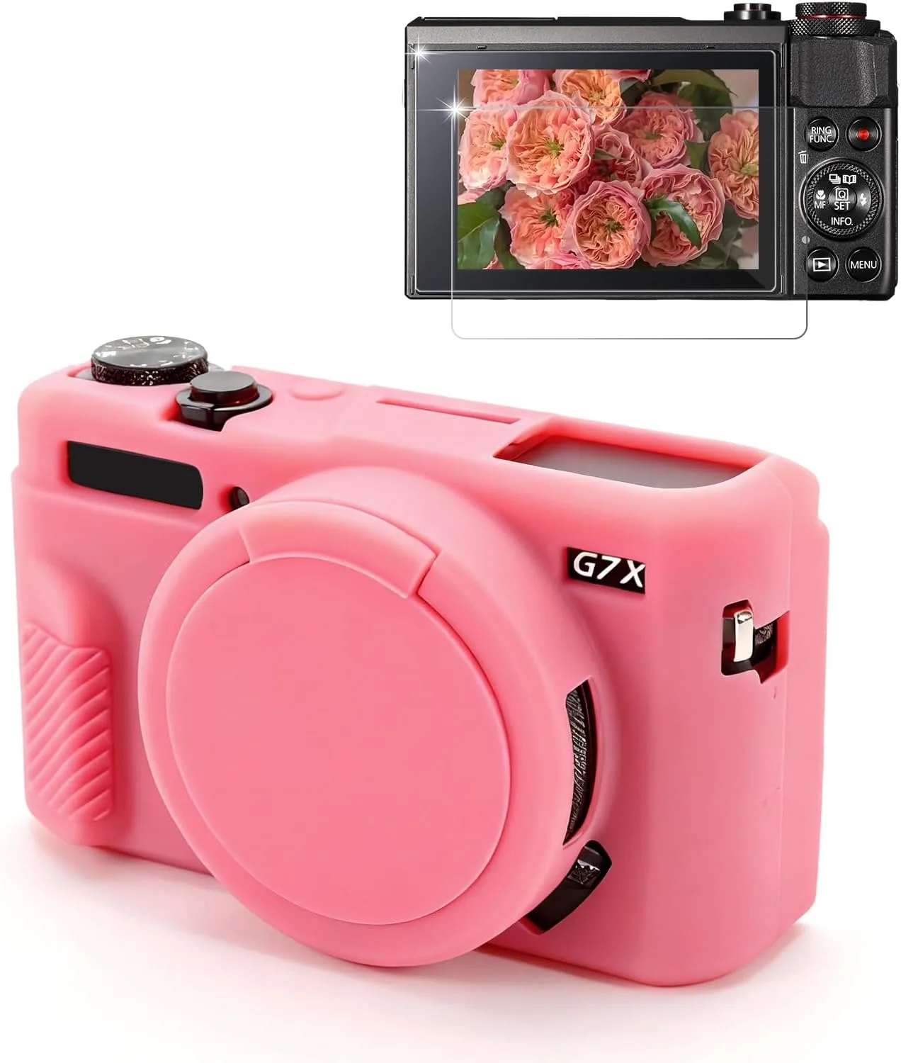 Camera Case for Canon G7X Mark II / G7X II - Rose Red