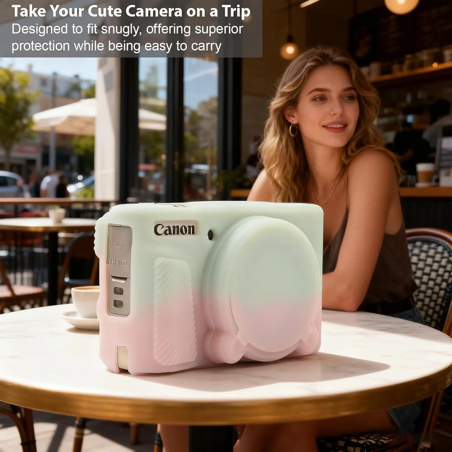 Case for Canon PowerShot SX740 HS, SX730 HS Camera - Pink & Green