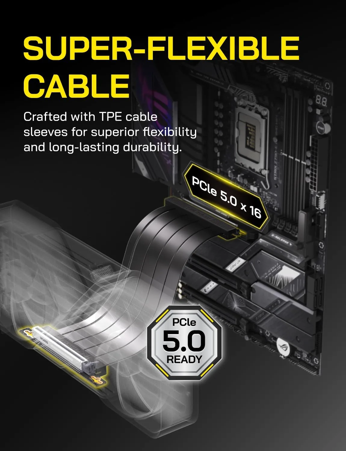 EZDIY-FAB PCIe 5.0 Riser Cable, Gen5 GPU Extender, Right Angle, 20cm, Black