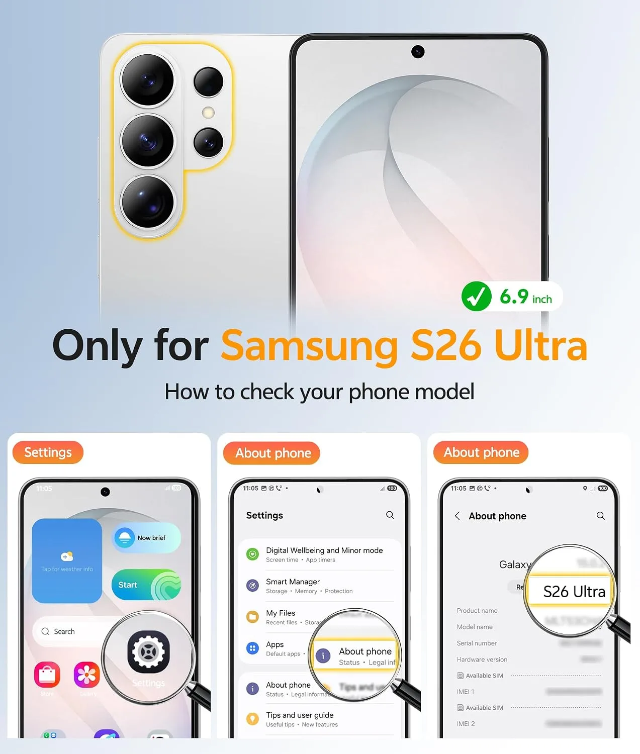 for Samsug Galaxy S26 Ultra Case with 360 Rotatable Magnetic Invisible Stand, [Screen Protector] Fits for MagSafe, Mil-Grade Shockproof Translucent Matte Phone Cover, 6.9", Gray