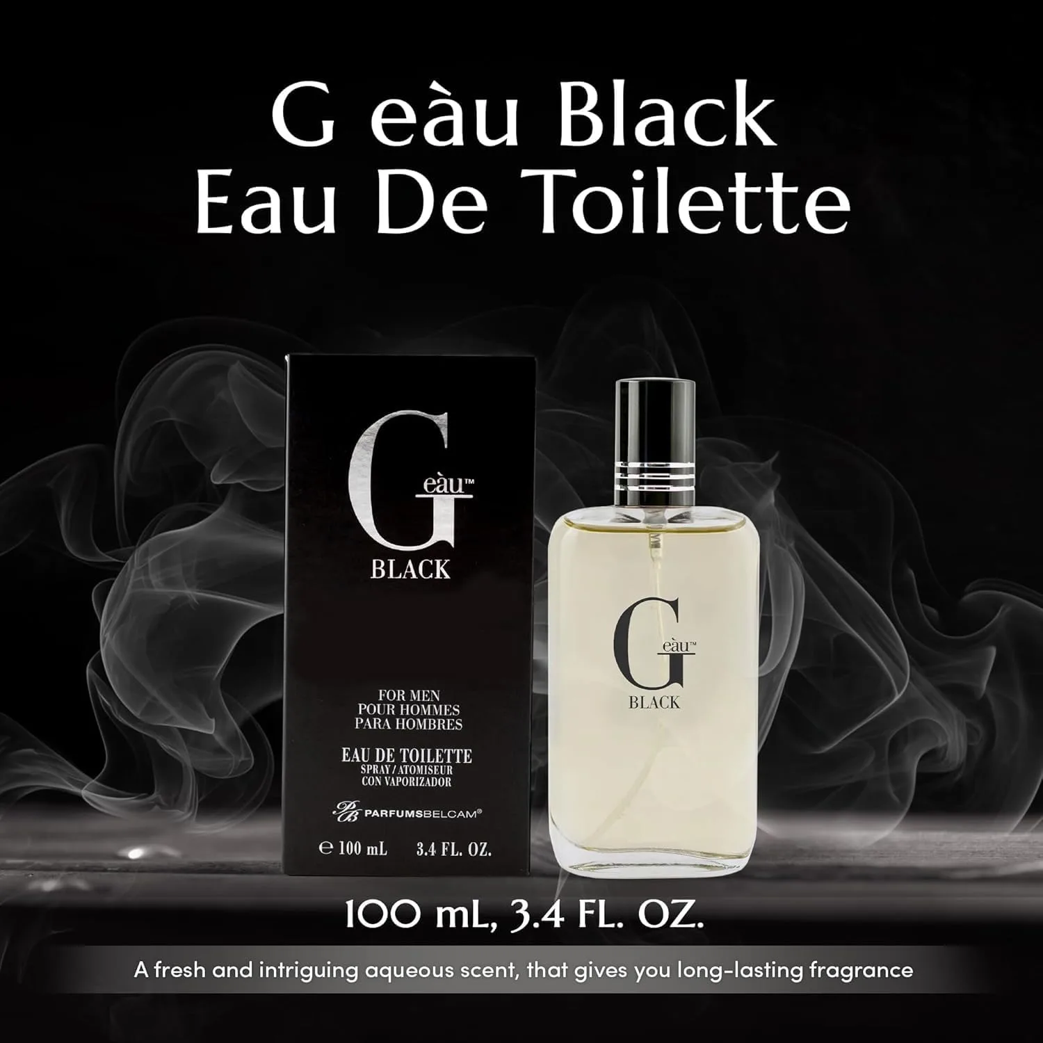 Belcam Beauty G eàu Black Eau De Toilette for Men, 3.4 Fl Oz, Pack of 2