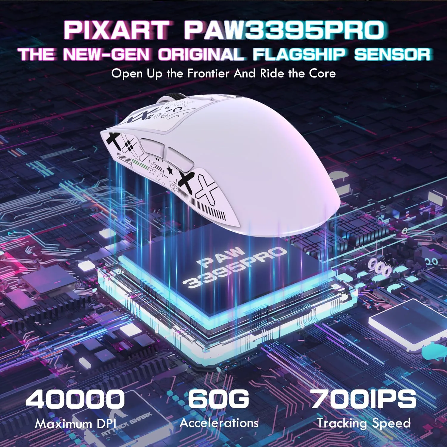 ATTACK SHARK X1 Ultralight Tri Mode Wireless 40000 DPI Gaming Mouse-White