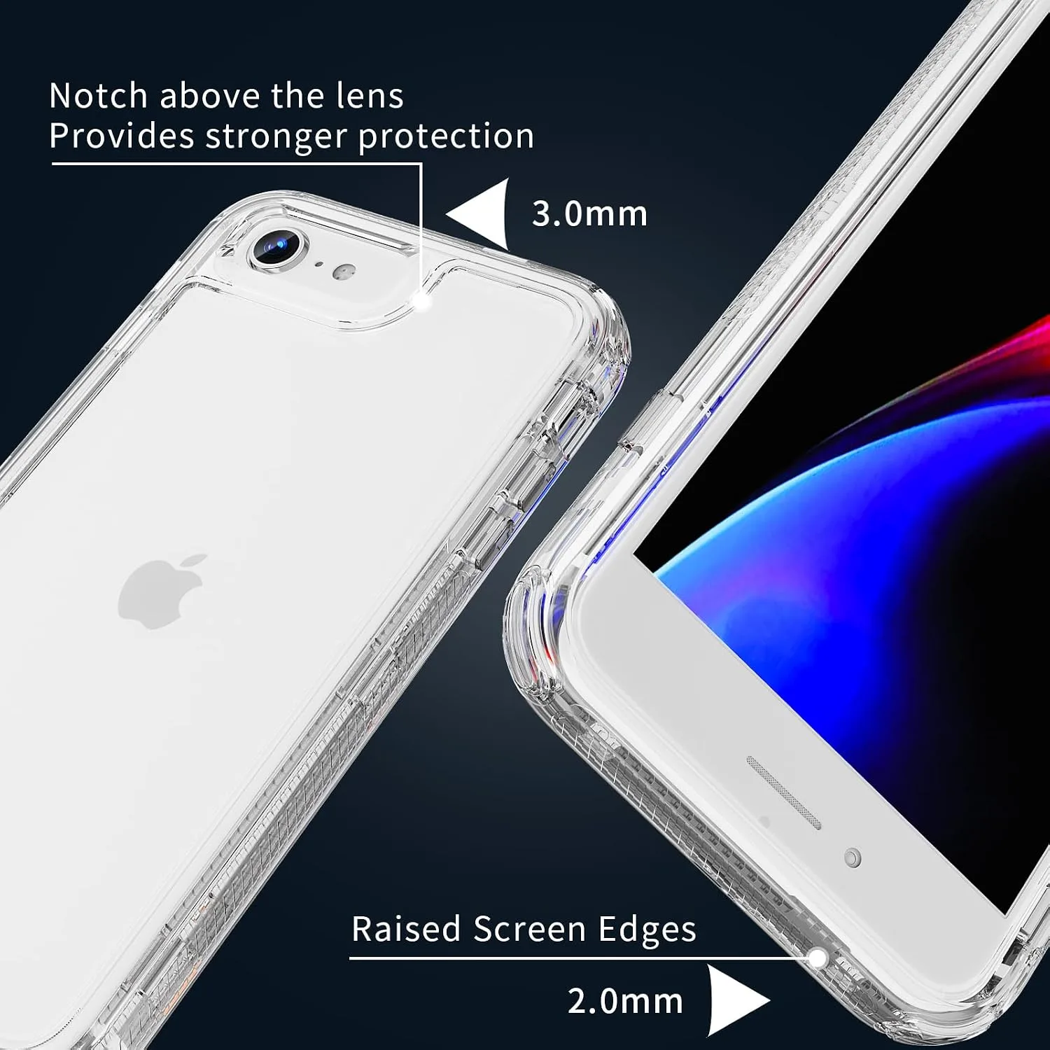 X-belmox Heavy Duty Clear Phone Case for iPhone SE 2022 (3rd Gen) - Clear