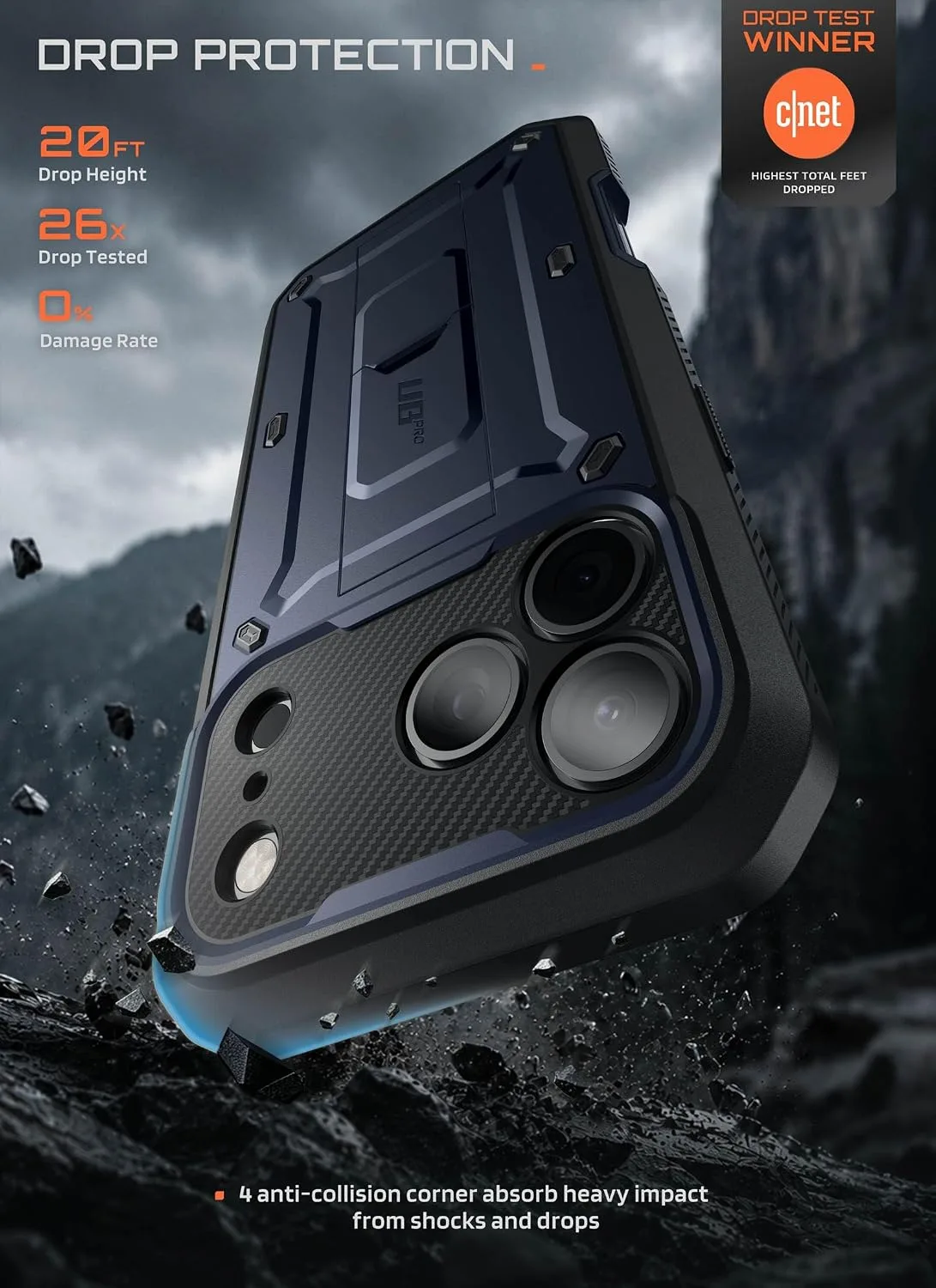 SUPCASE for iPhone 18 Pro Case / 17 Pro Case with Belt Clip, Azure