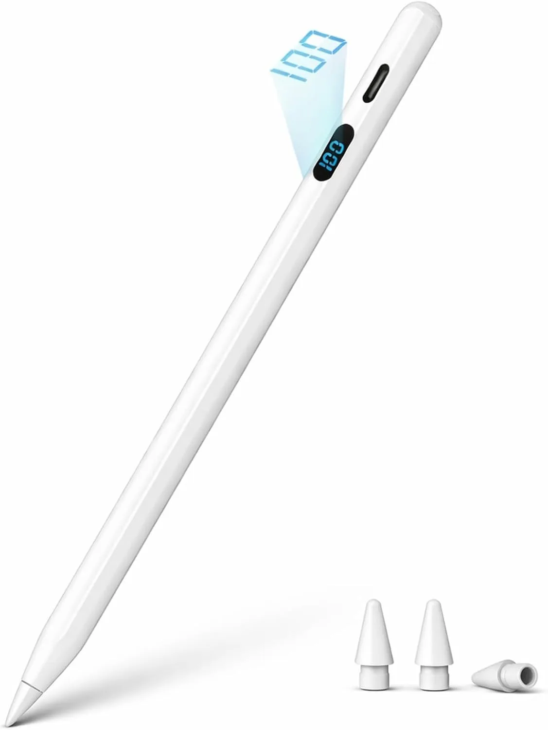 Lápiz para iPad A-PCE Pencil 2018-2026 carga rápida con pantalla LED Blanco