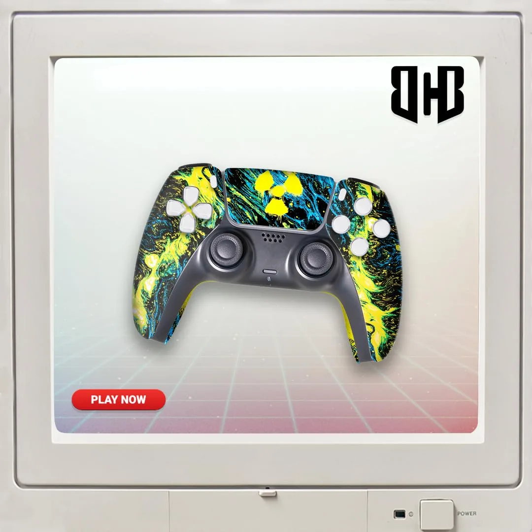 Radioactiive Custom PS-5 Controller Wireless compatible with Play-Station 5 Console by BCB Controllers | Proudly Customized in USA with Permanent HYDRODIP Printing(NOT JUST A SKIN)(MODDED)