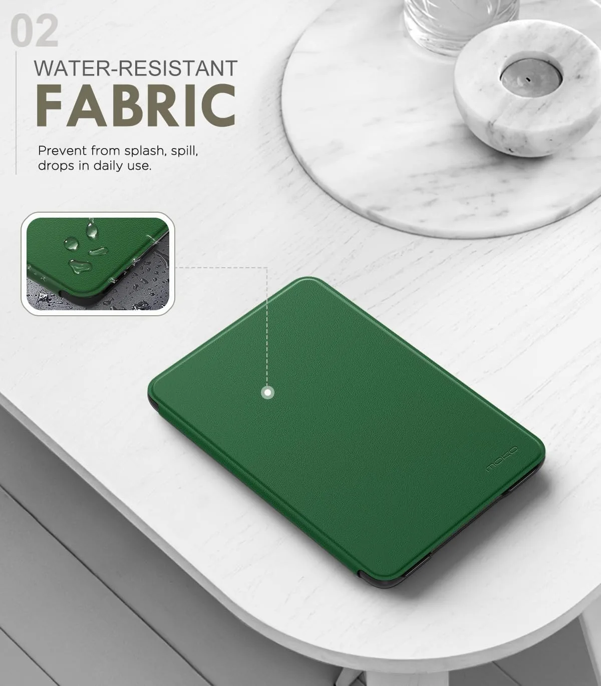 MoKo Case for 6" Amazon Kindle Basic 11th Gen 2024/2022, Lotus Leaf Green