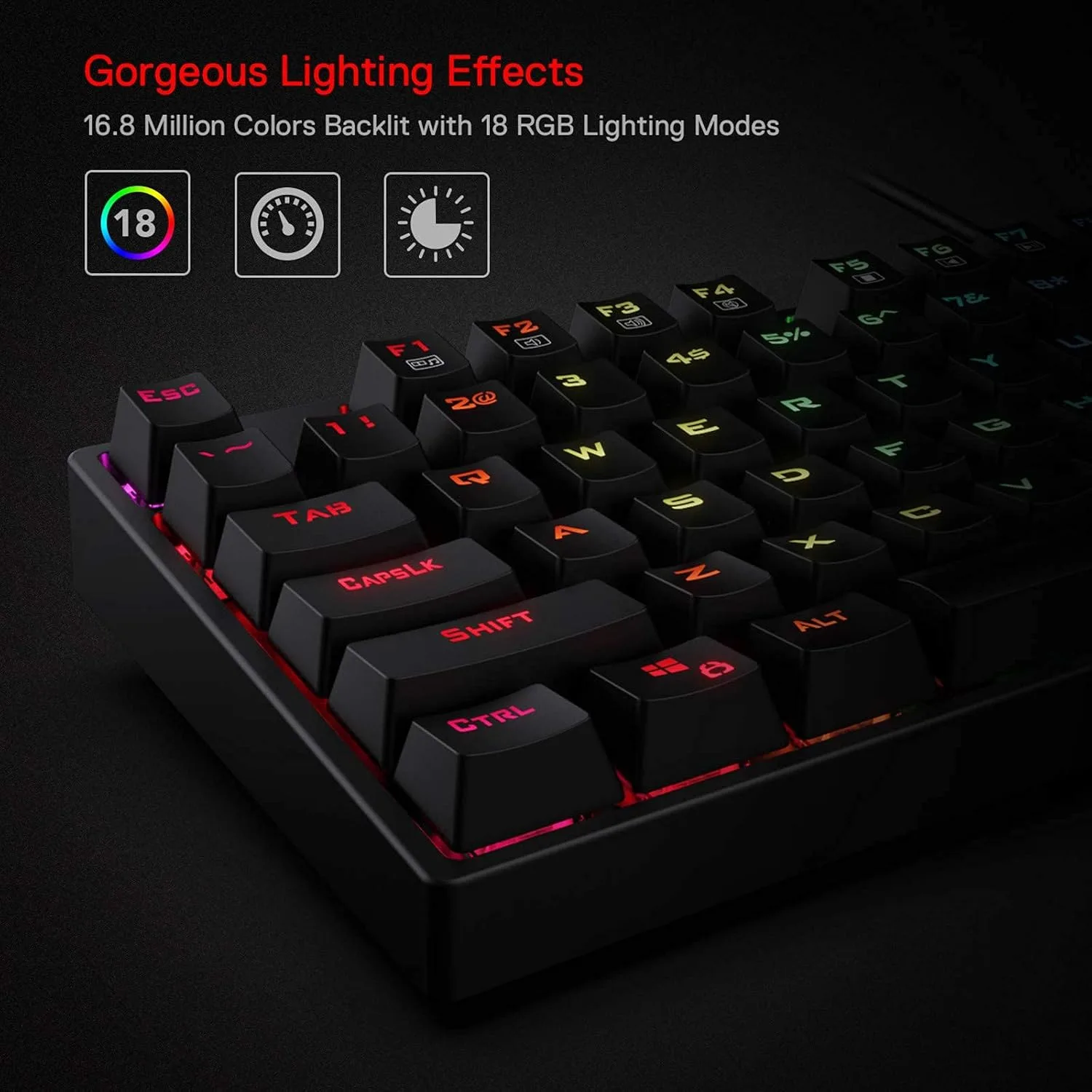 Redragon K582 Wired RGB Mechanical Gaming Keyboard, 104-Key Standard Layout