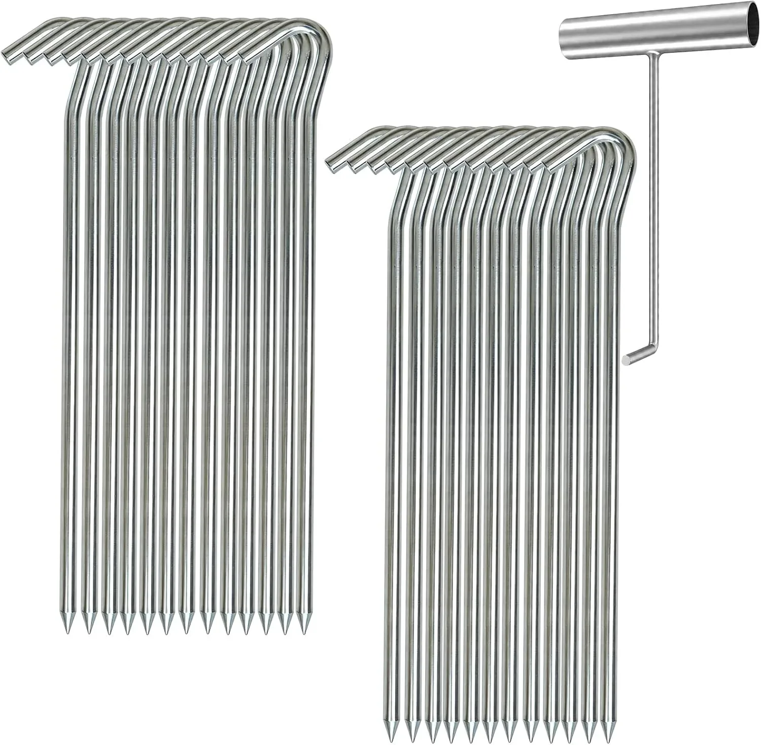 OK5STAR Metal Tent Stakes Heavy Duty 9 Inch 25 Pcs with Puller Tool