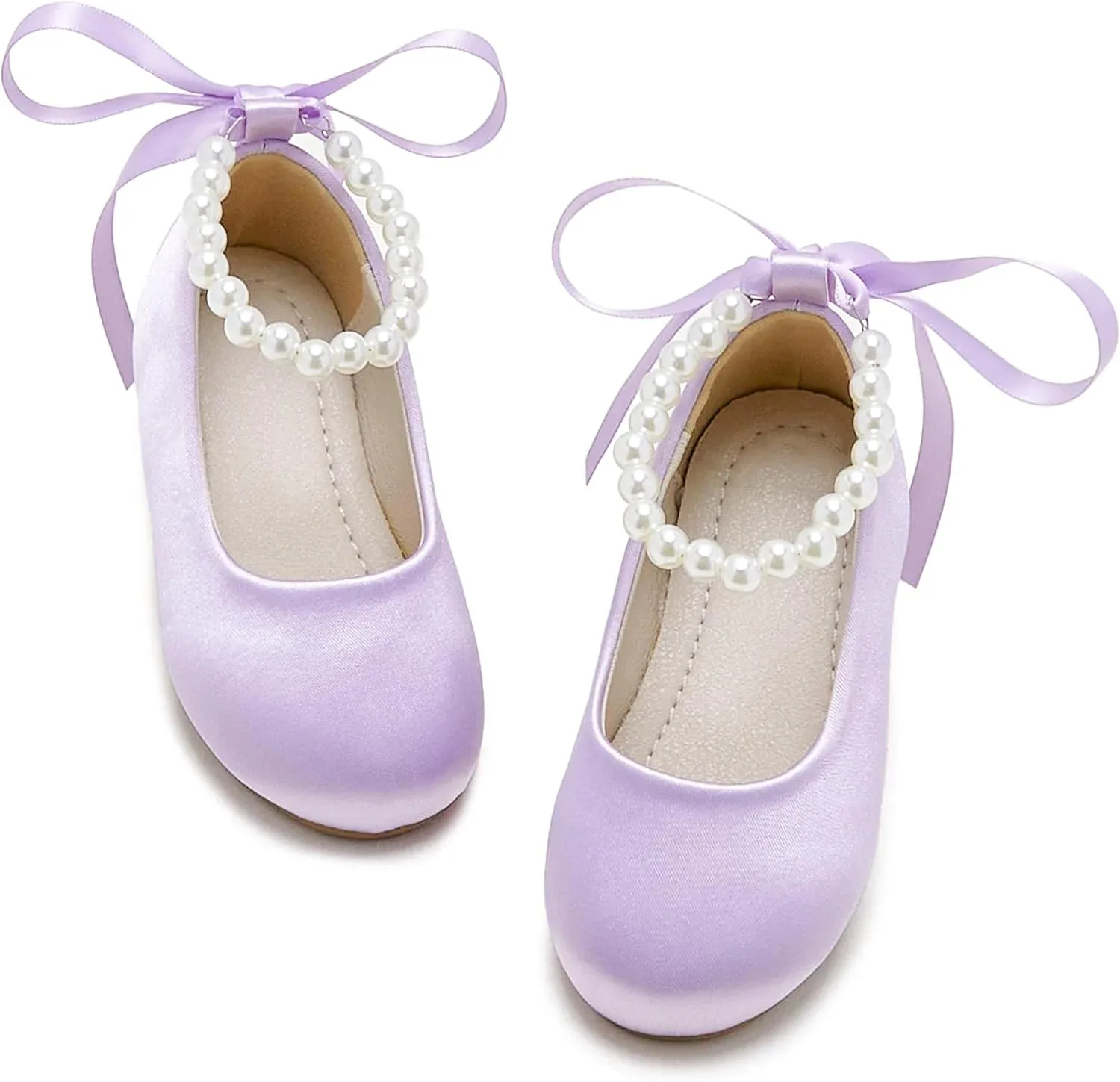 Zapatos para niña Phiramin Ballet Flats con correa de perlas Púrpura