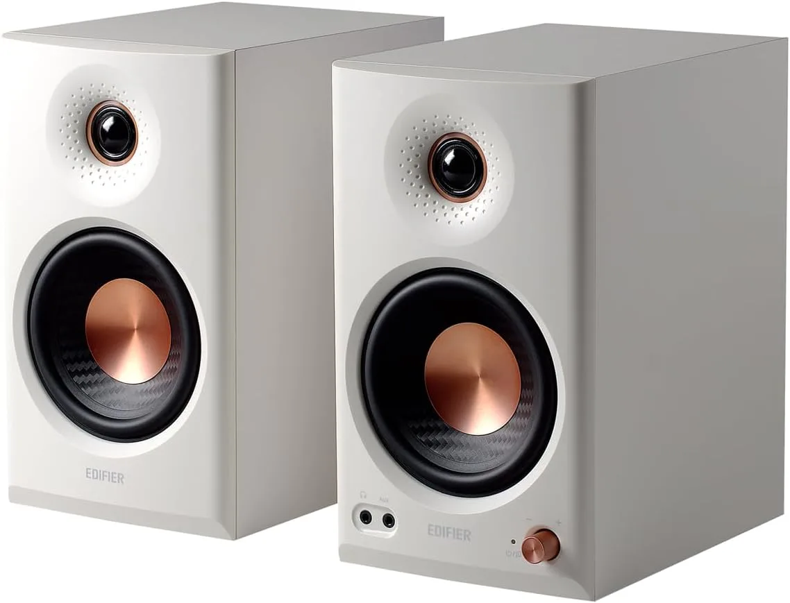 Edifier MR4.5 Bi-Amped Studio Monitor, 80W RMS Bookshelf Speakers - White