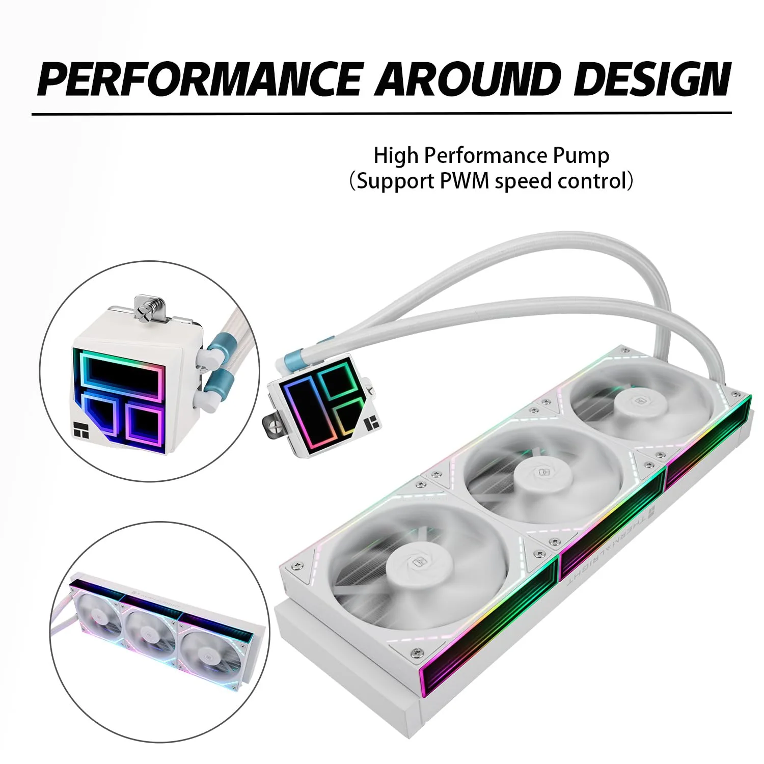 Thermalrlght Frozen Infinity 360 White CPU Aio Cooler,TL-M12W*3 PWM Fans,Computer CPU Water Cooler,ARGB Infinity Mirror,360 CPU Liquid Cooling:LGA1851/1700/1150/1151/1200/1851,PC Water Cooling